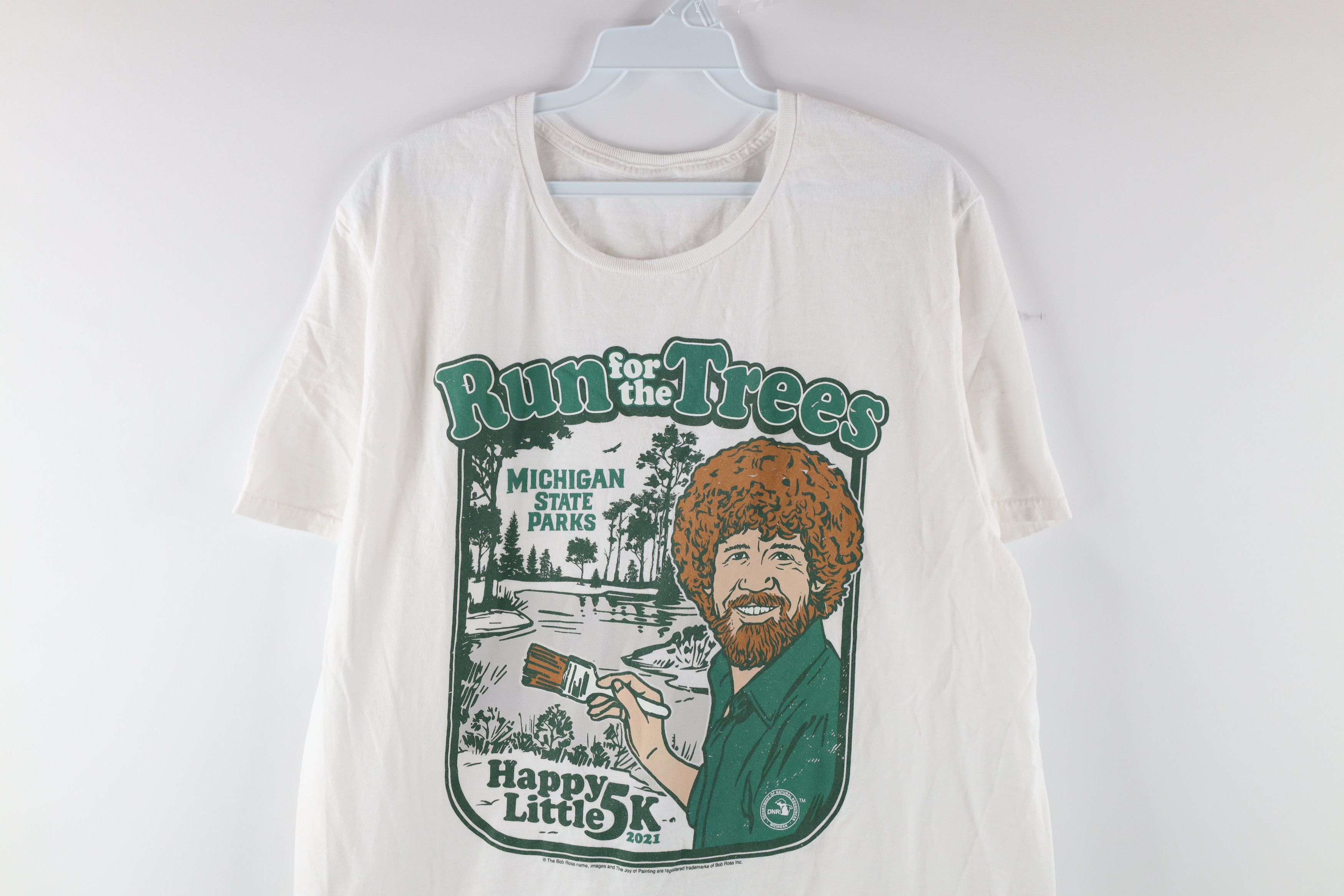 Vintage Bob Ross Michigan State Parks Run Trees 5k Race T-Shirt Size US L / EU 52-54 / 3 - 2 Thumbnail