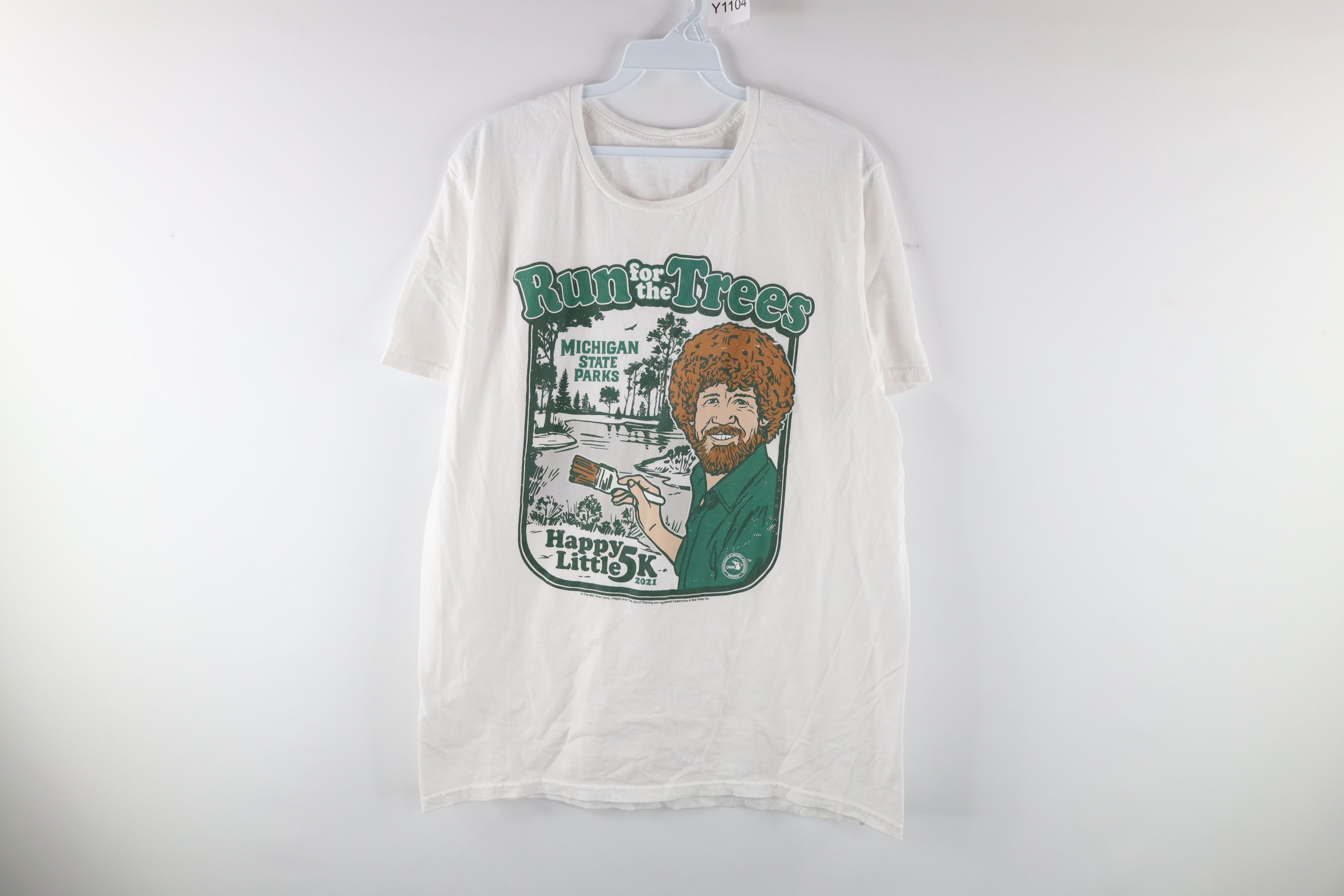 Vintage Bob Ross Michigan State Parks Run Trees 5k Race T-Shirt Size US L / EU 52-54 / 3 - 1 Thumbnail