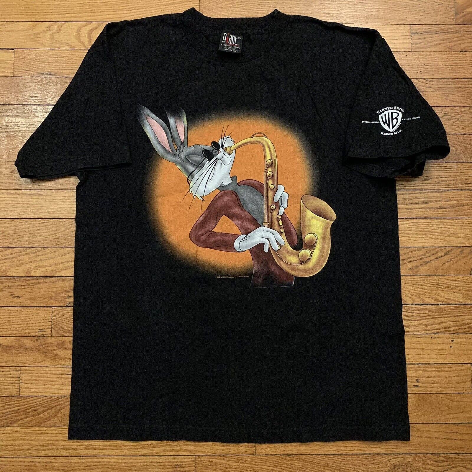 Vintage 1996 newest Bugs Bunny Warner Bros Looney Tunes Graphic Motorcycle T-Shirt XL