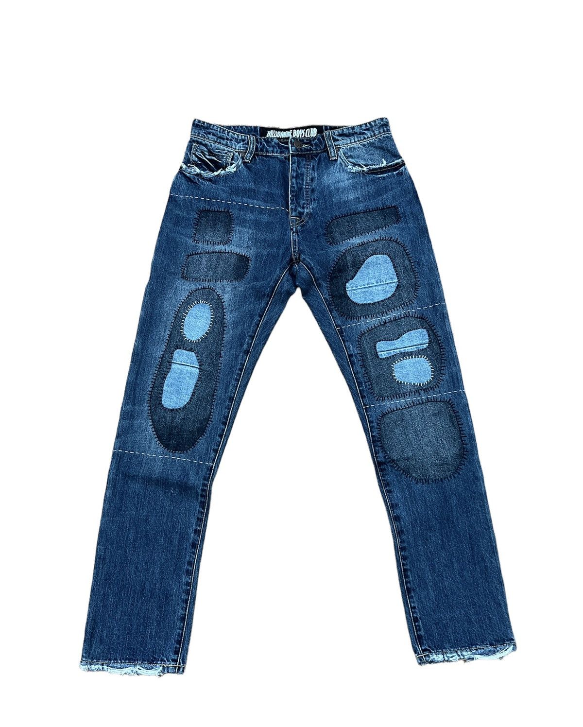 image of Billionaire Boys Club Half Moon Rip & Repair Jeans in Blue, Men's (Size 30)