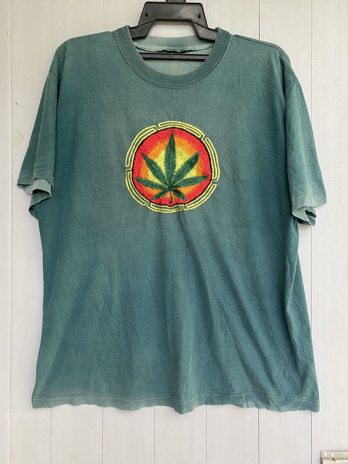 Sun Faded Vtg Marijuana embroidered t shirt
