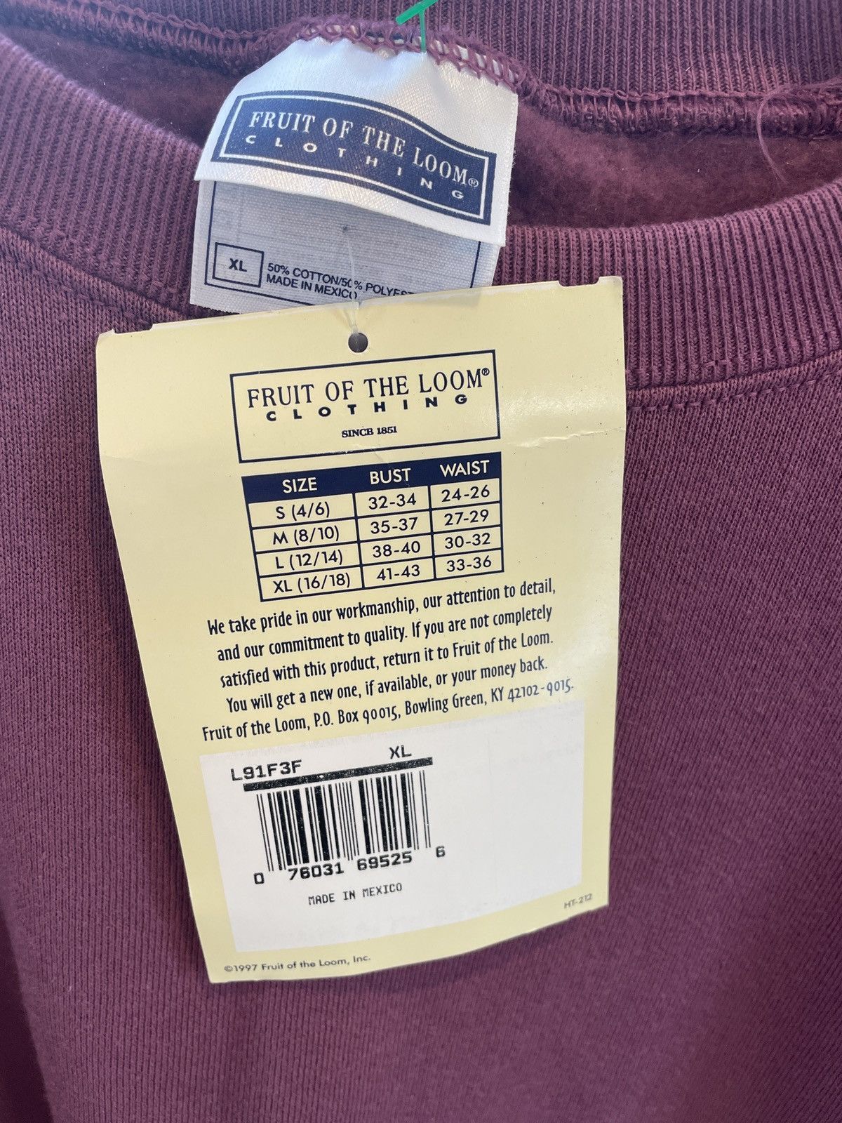 Fruit Of The Loom × Vintage Brand New 1997 Plum Sweatshirt Vintage Size US XL / EU 56 / 4 - 3 Thumbnail