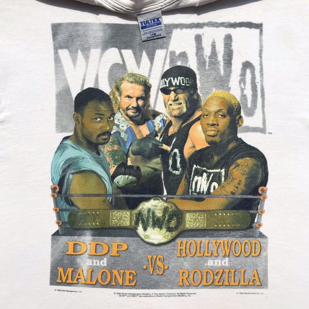 Vintage 1998 WCW NWO DDP & Malone VS Hollywood Rodzilla Tee