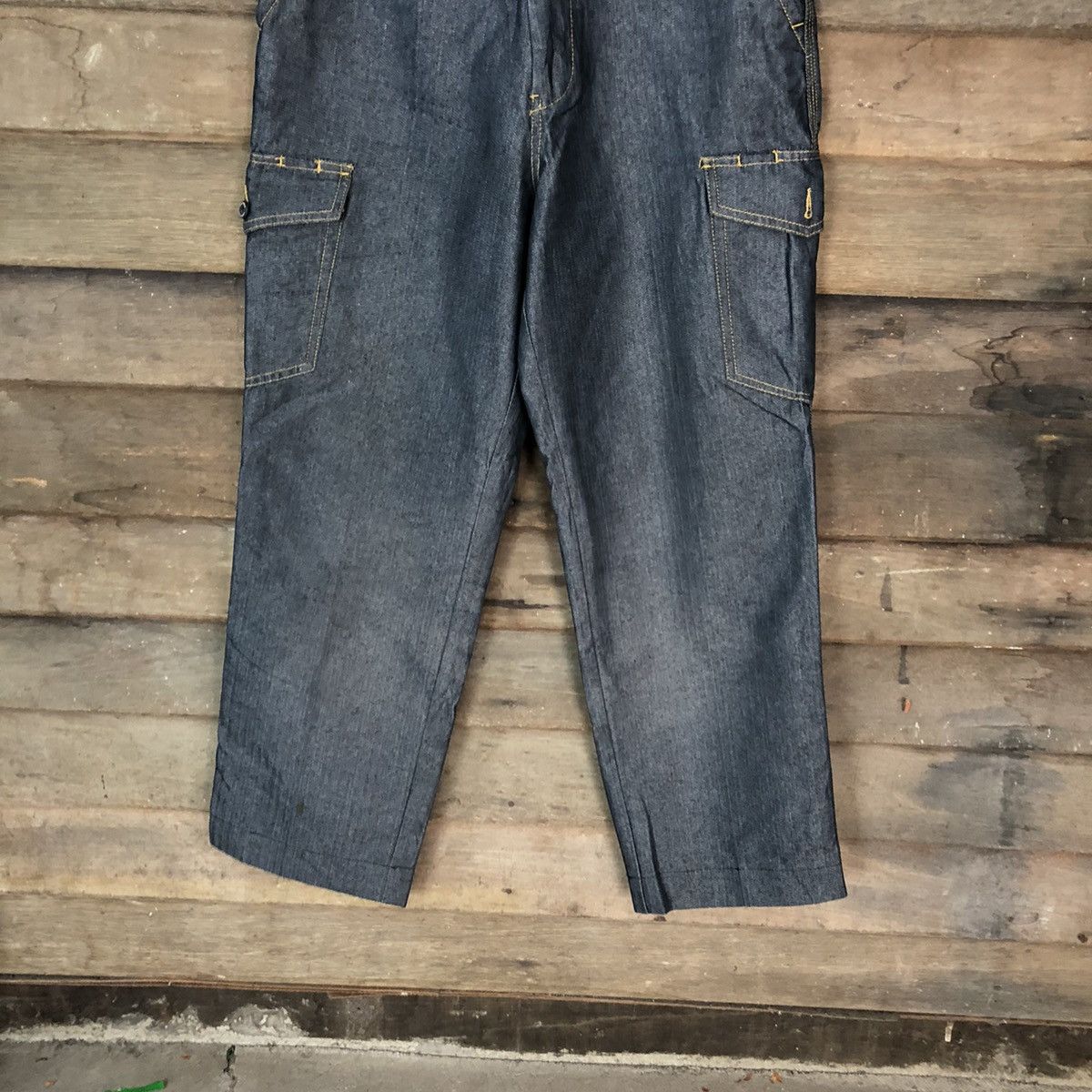 Japanese Brand Prid Wear Dark blue multipocket Cargo Pants #4501 Size US 32 / EU 48 - 3 Thumbnail