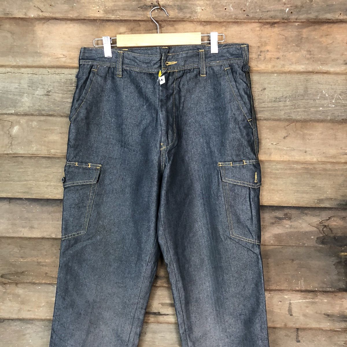 Japanese Brand Prid Wear Dark blue multipocket Cargo Pants #4501 Size US 32 / EU 48 - 2 Thumbnail