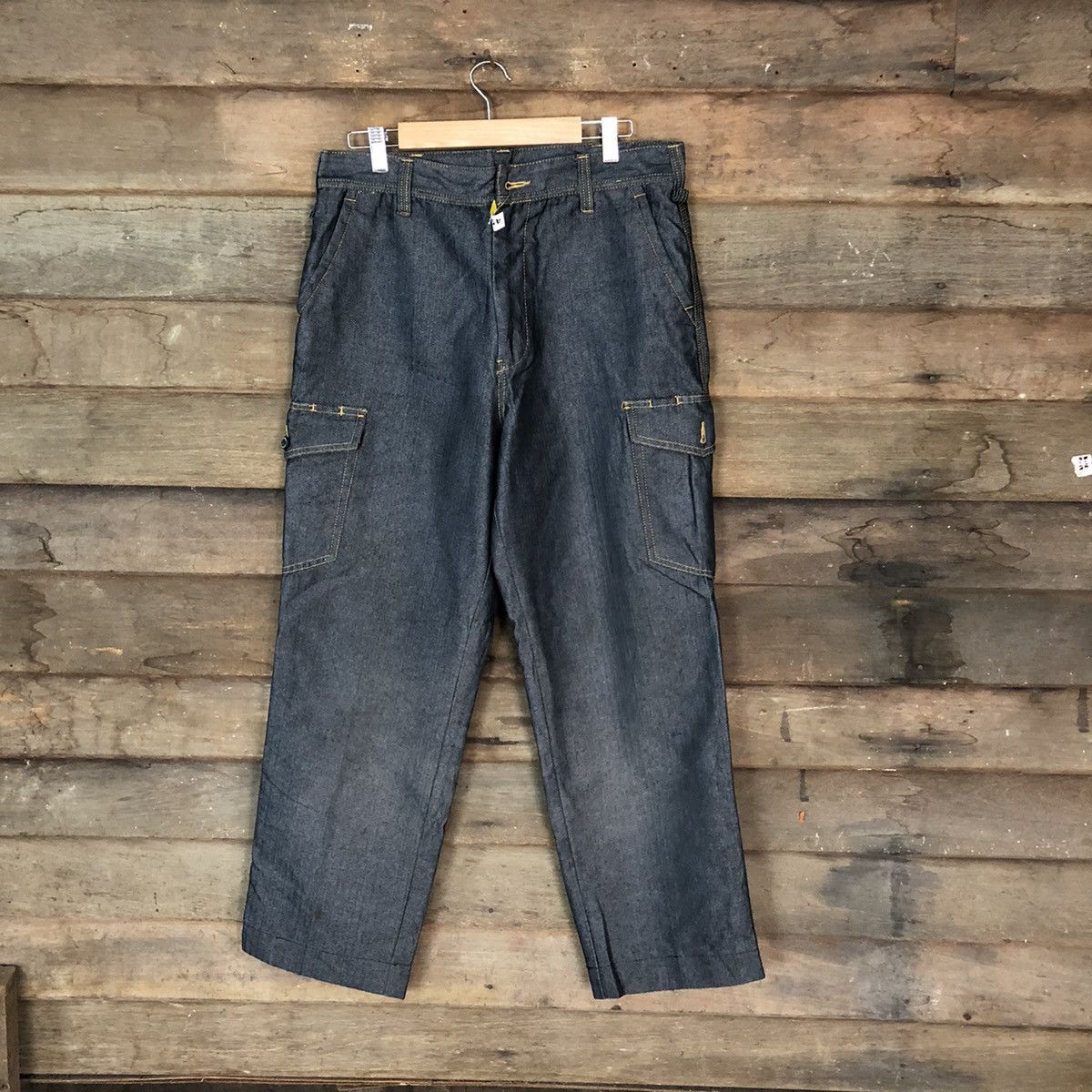 Japanese Brand Prid Wear Dark blue multipocket Cargo Pants #4501 Size US 32 / EU 48 - 1 Thumbnail