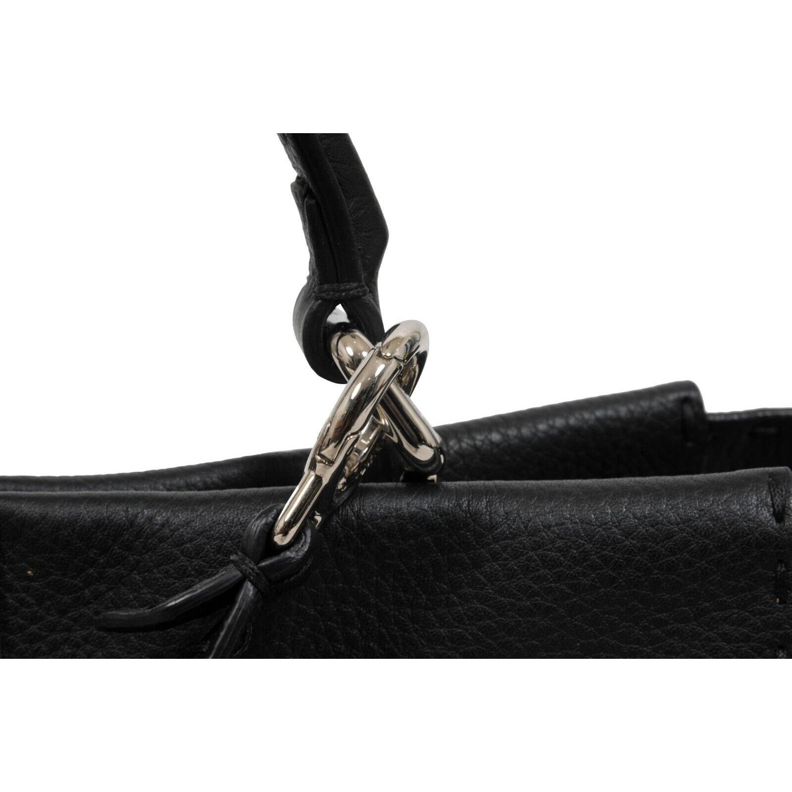 Fendi Peekaboo Satchel Tote Large Black Leather Shoulder Bag Size ONE SIZE - 3 Thumbnail