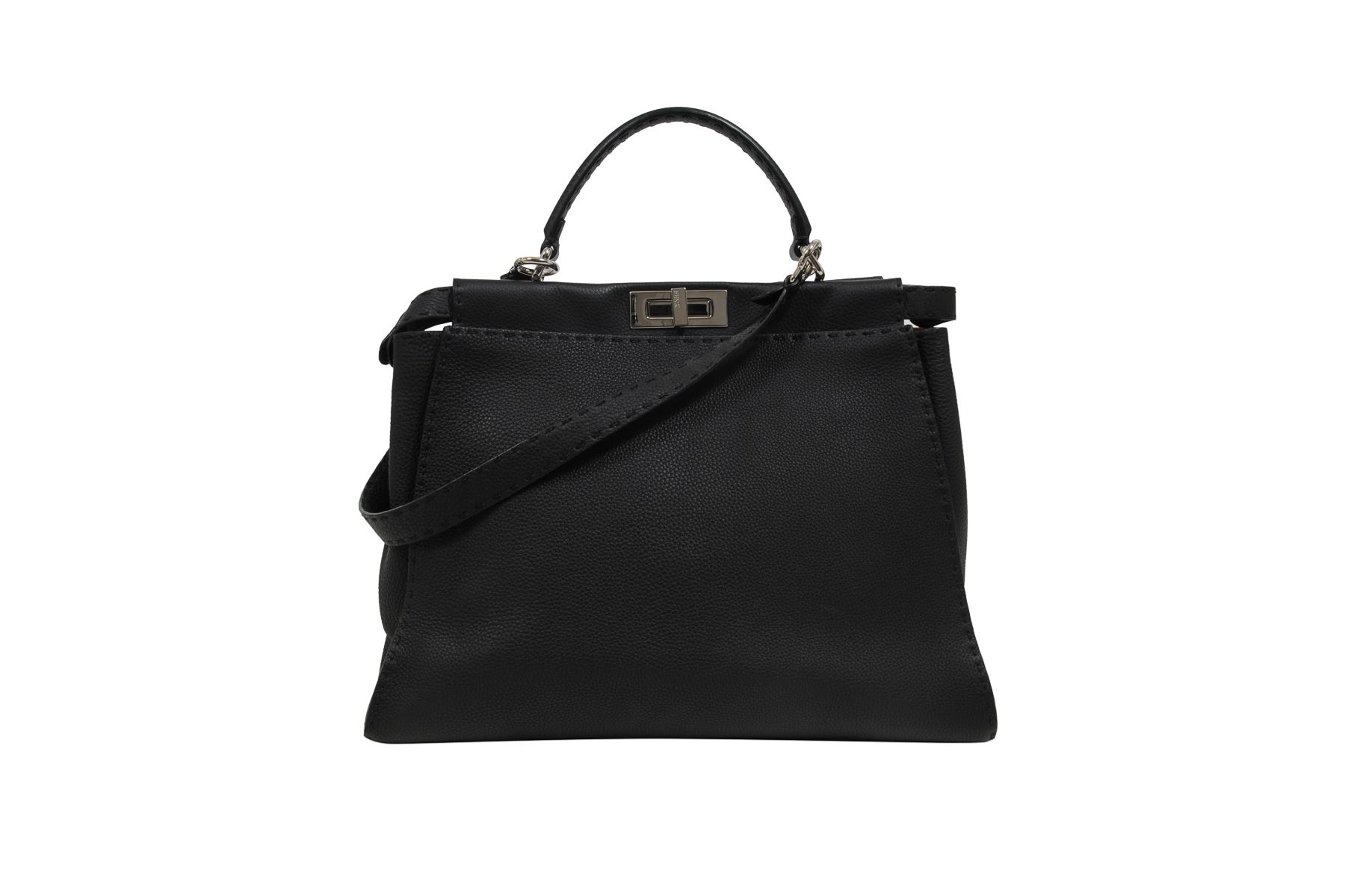 Fendi Peekaboo Satchel Tote Large Black Leather Shoulder Bag Size ONE SIZE - 1 Preview