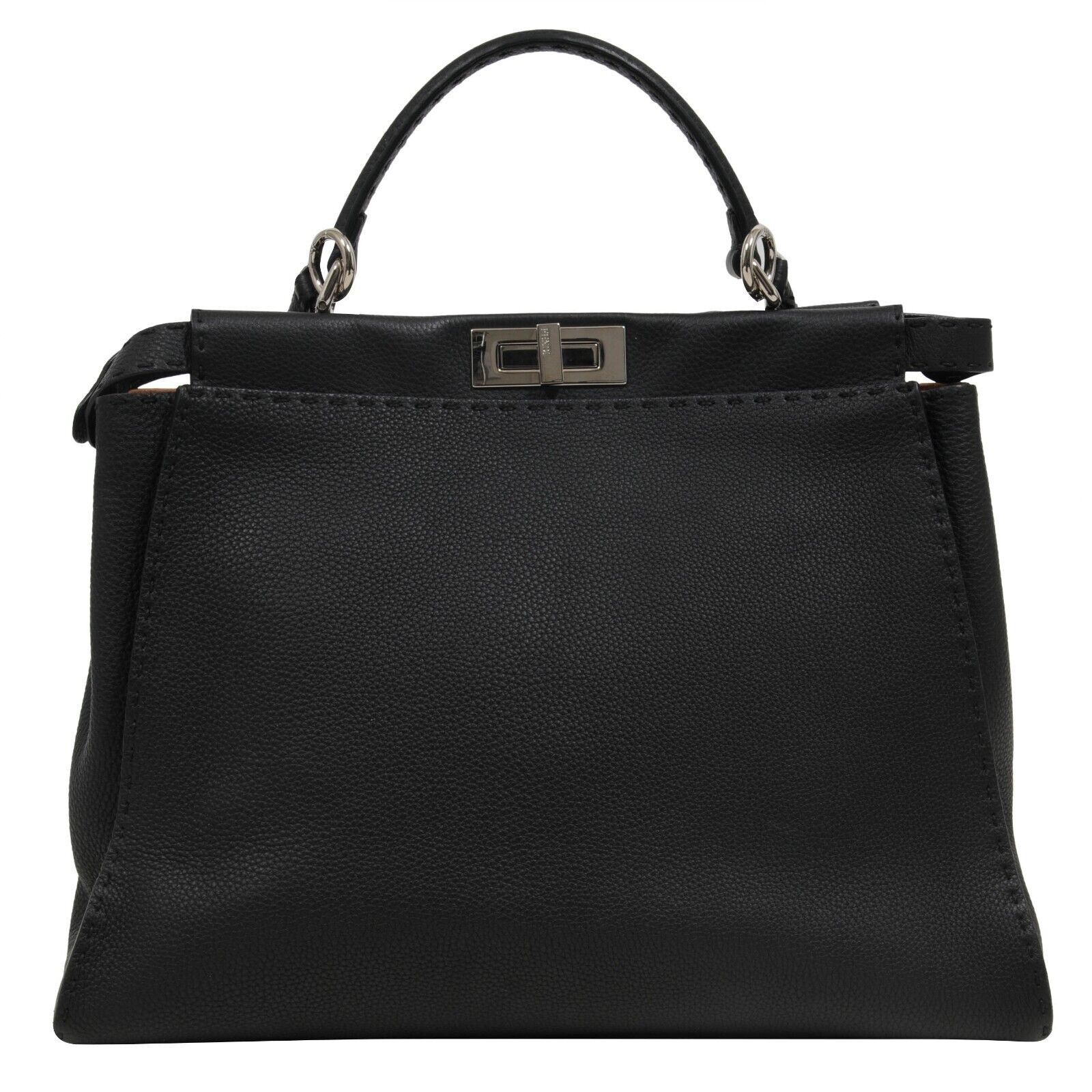 Fendi Peekaboo Satchel Tote Large Black Leather Shoulder Bag Size ONE SIZE - 2 Preview