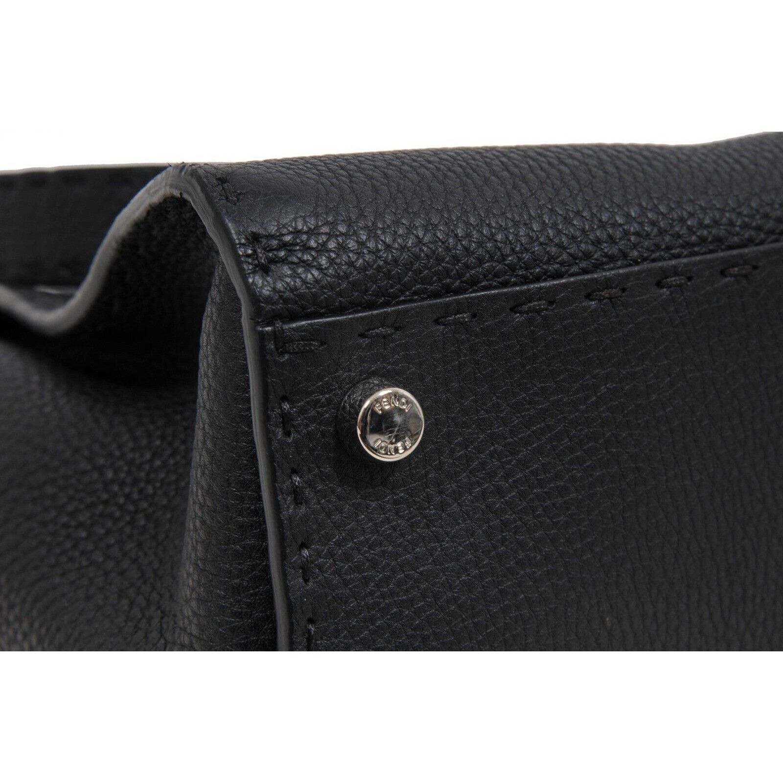 Fendi Peekaboo Satchel Tote Large Black Leather Shoulder Bag Size ONE SIZE - 6 Thumbnail