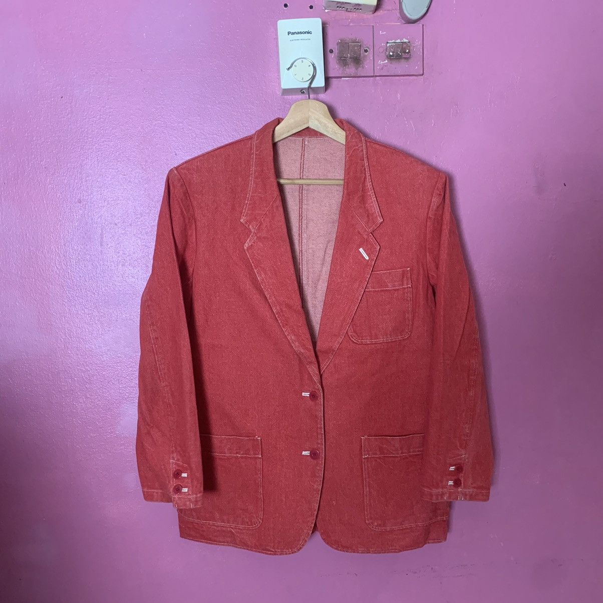 Japanese Brand × Pink House Japanese Vintage Blazer Double Breast Canvas Suits Jacket Size 38R - 1 Thumbnail