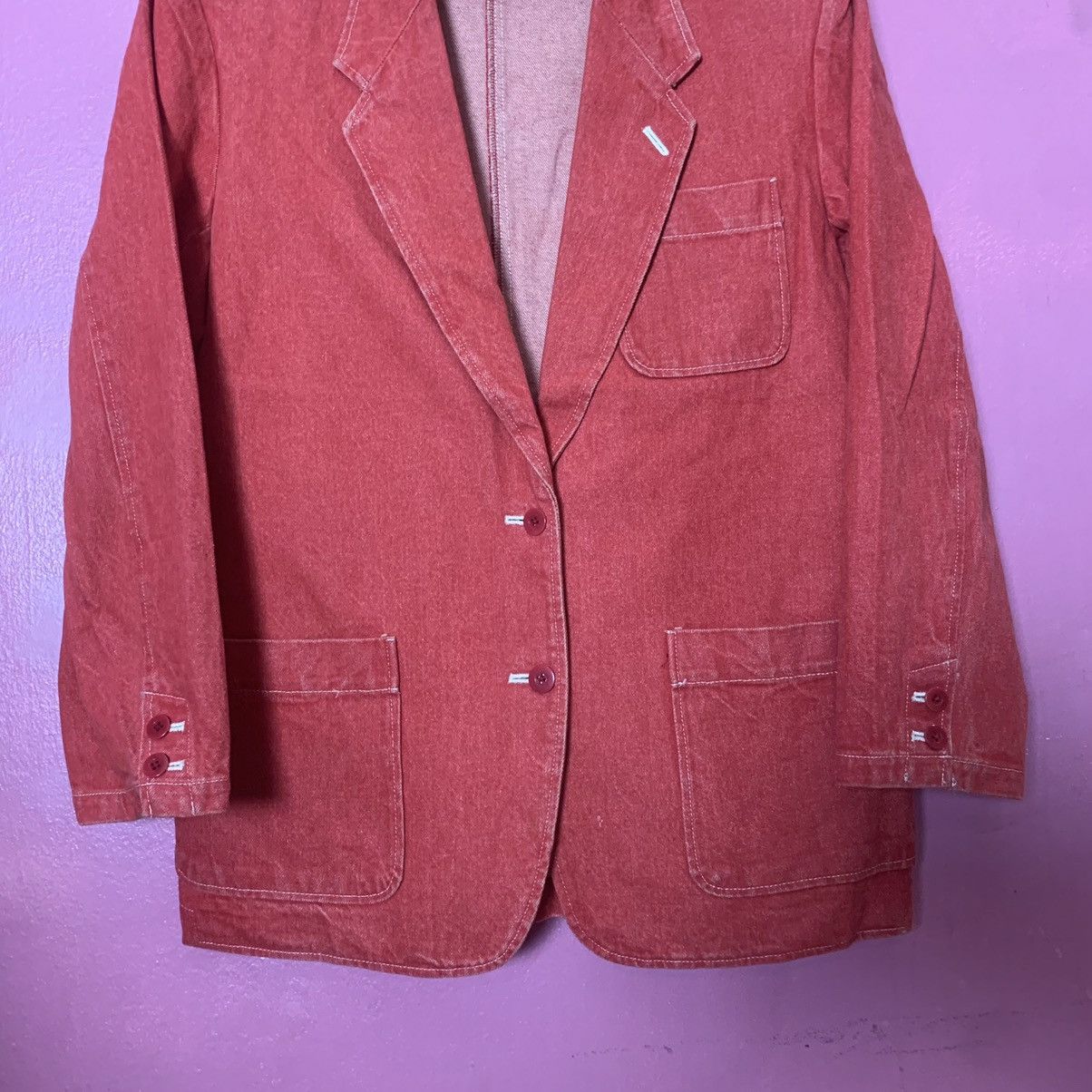 Japanese Brand × Pink House Japanese Vintage Blazer Double Breast Canvas Suits Jacket Size 38R - 3 Thumbnail