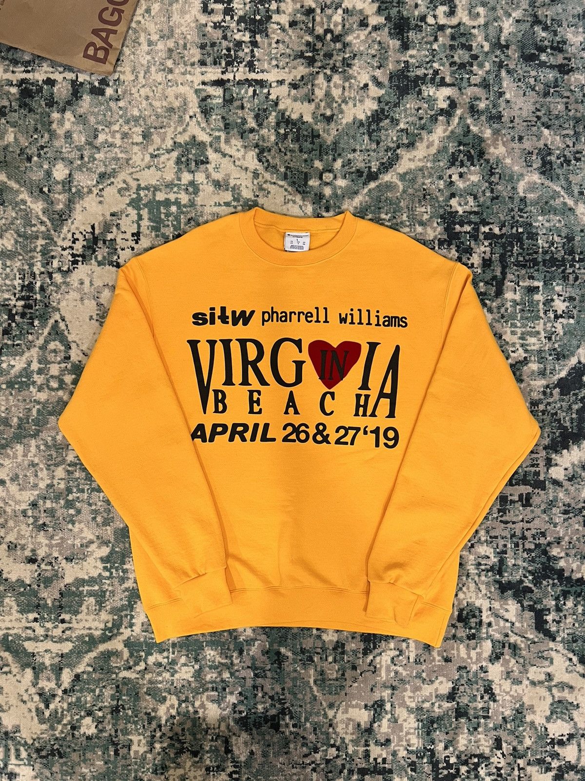 image of Cactus Plant Flea Market x Pharrell 2019 Cpfm Something In The Water Sweatshirt in Yellow (Size Lar