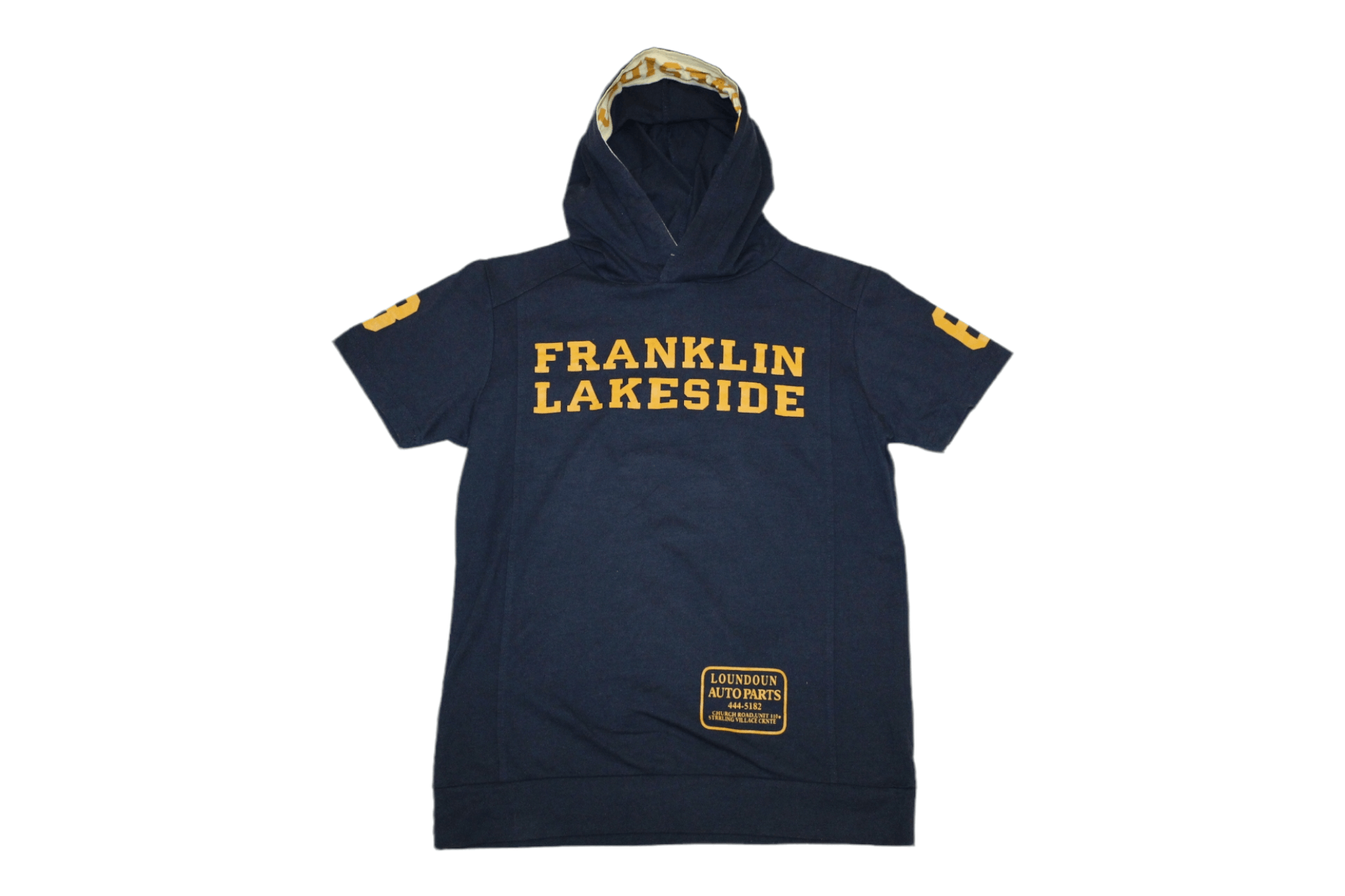 image of Bless Franklin Lakeside Print S/s Hoodie in Navy, Men's (Size Medium)