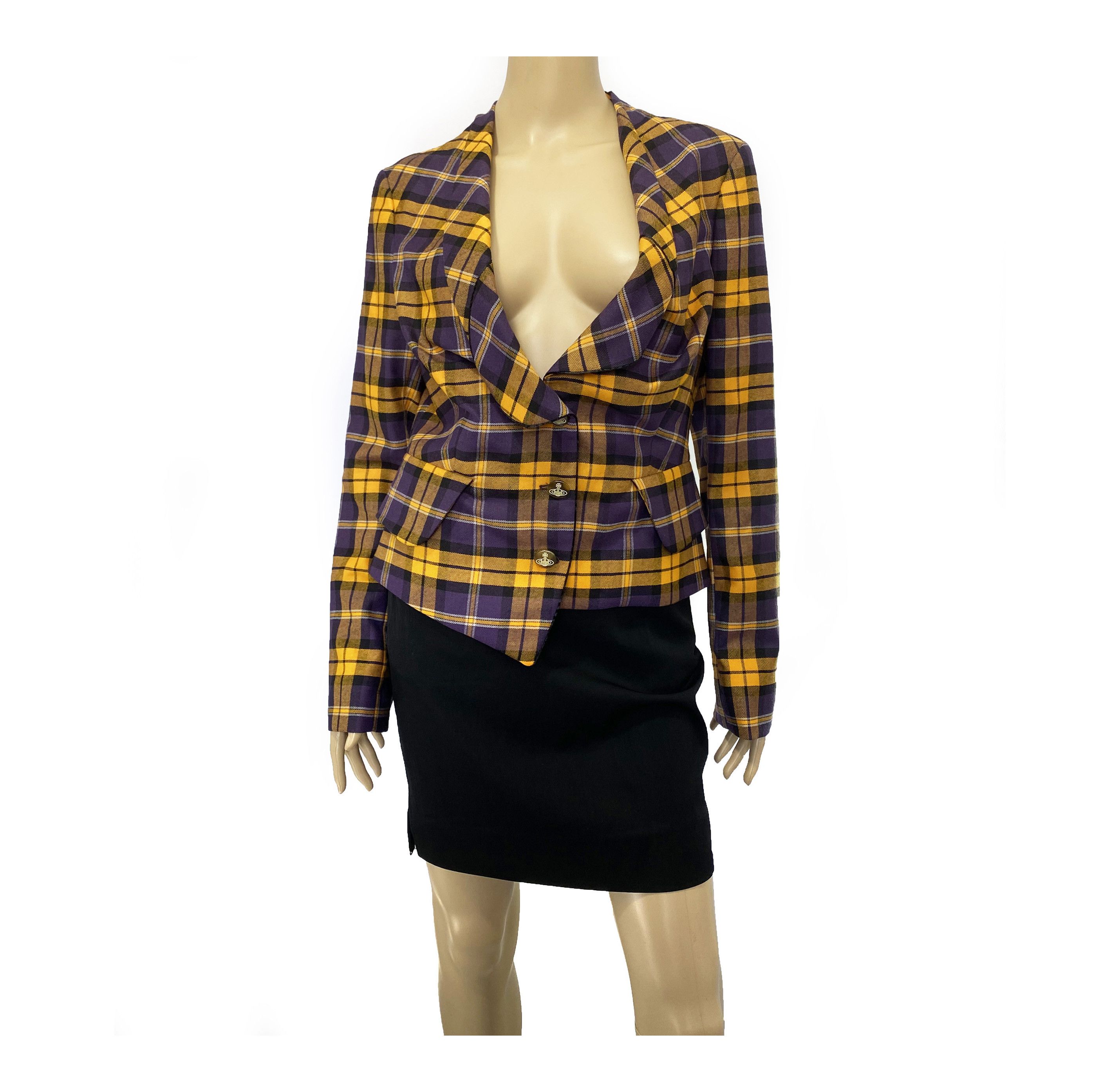 VIVIENNE WESTWOOD raw silk plaid coat