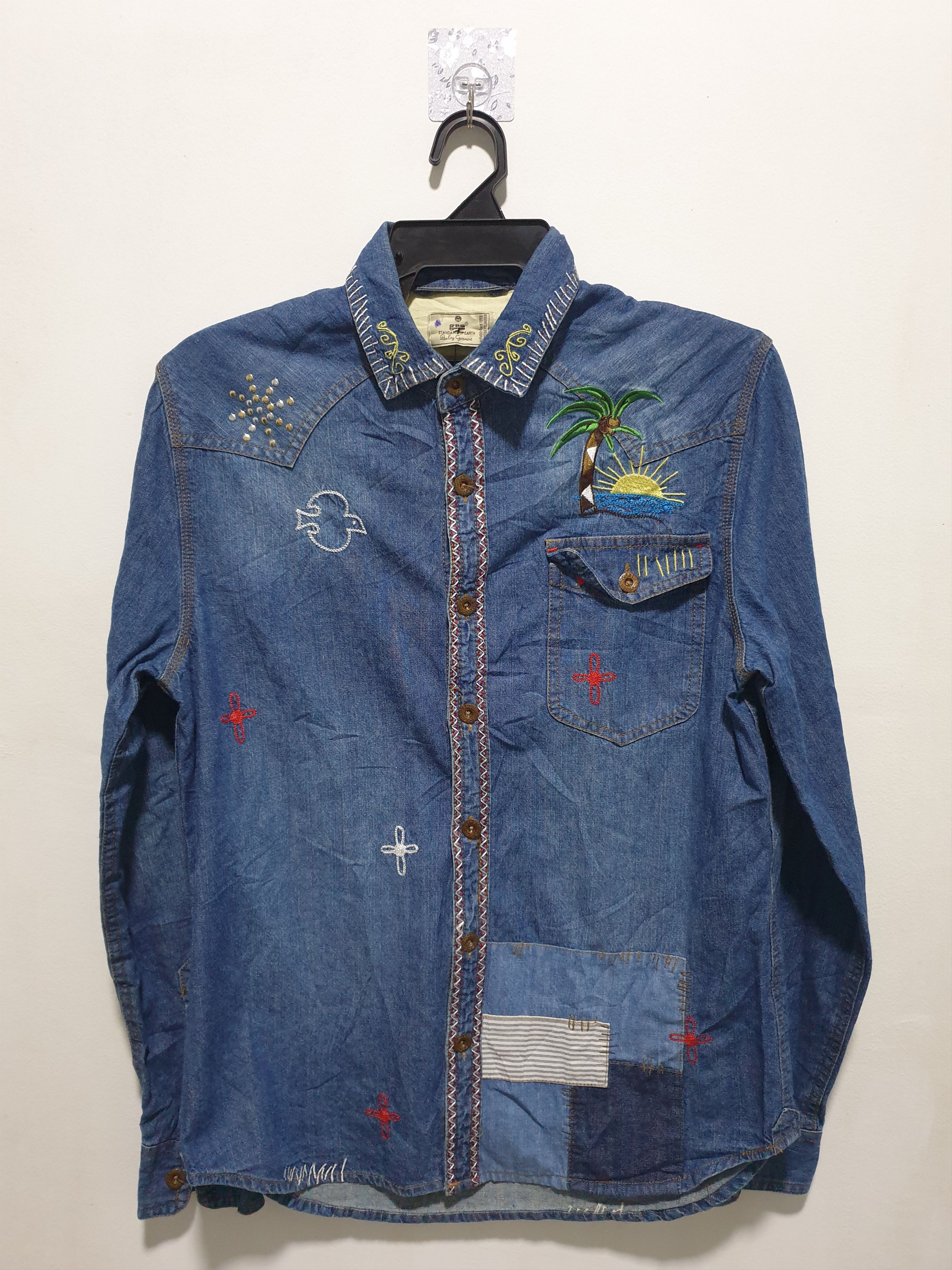 GRN Grn Patchwork Japanese brand embroidery Shirt Size US M / EU 48-50 / 2 - 1 Thumbnail