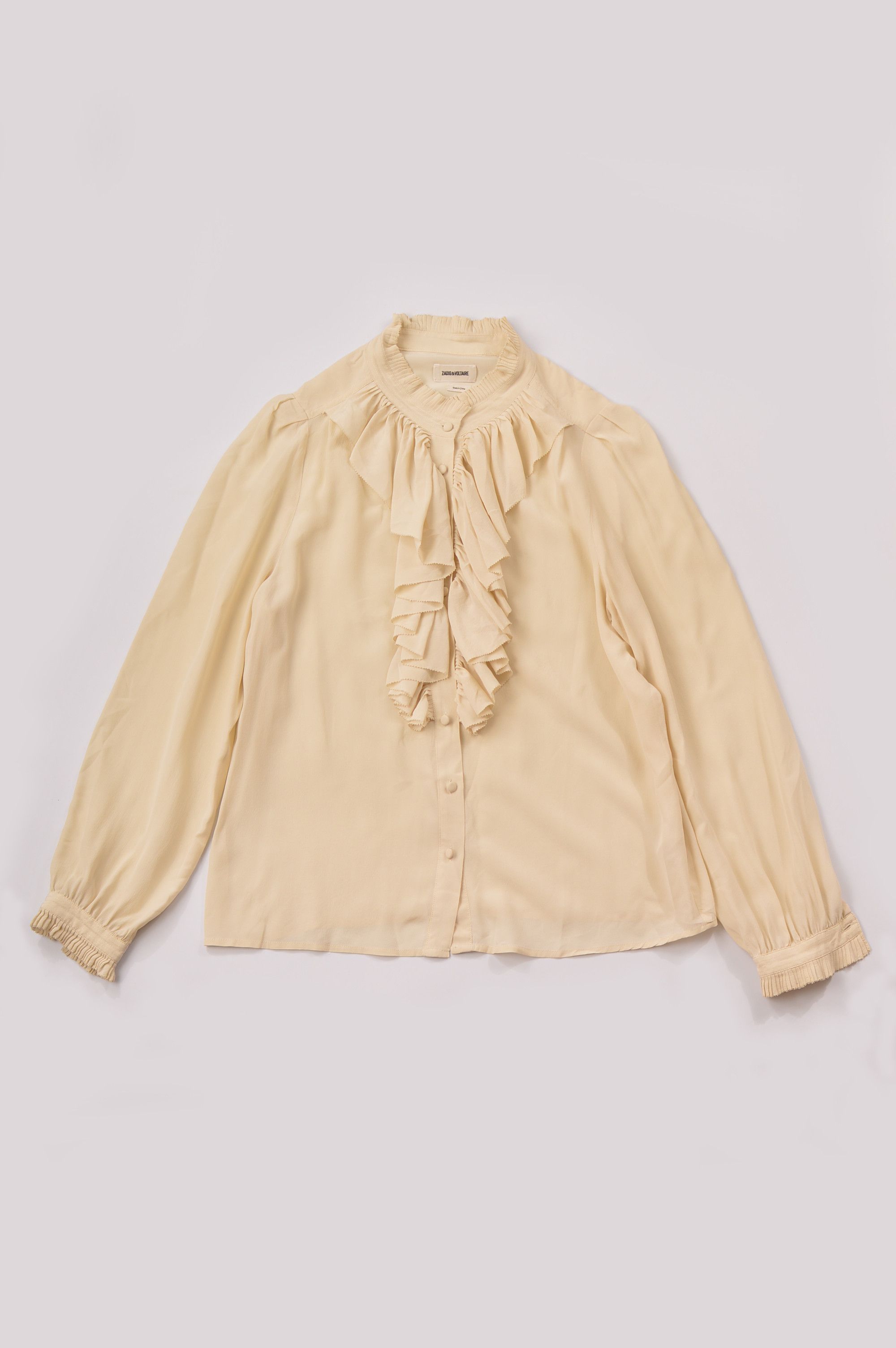 Zadig & Voltaire Tacco Ruffle Trim Silk Shirt