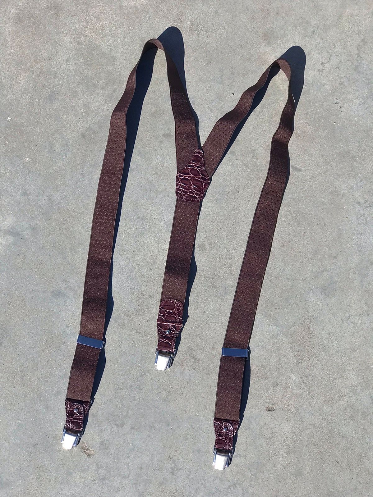 Pre-owned Tagliatore Aligator Suspenders Made In Italy In Brown