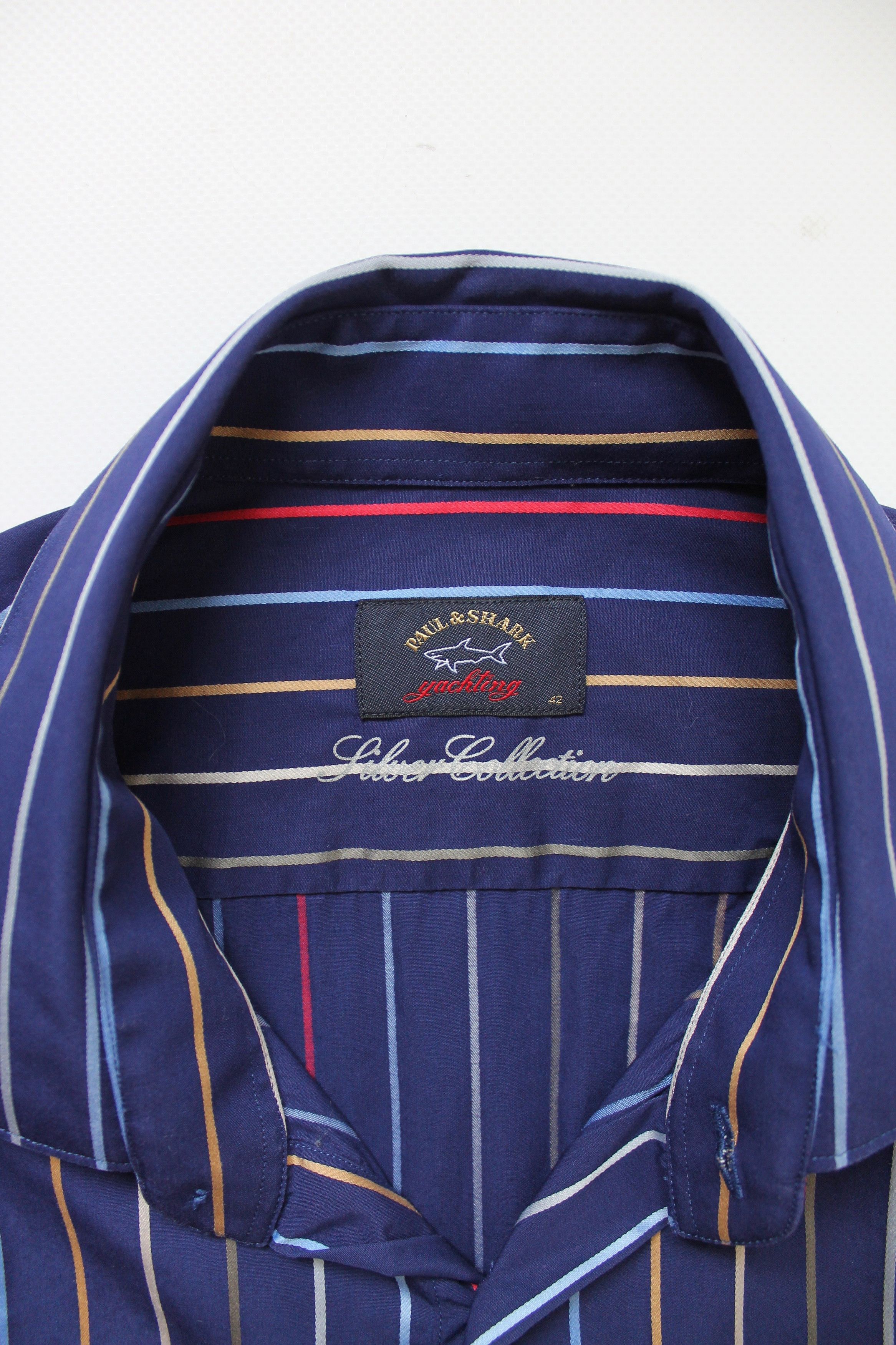Paul & Shark Paul & Shark Silver Collection Striped Slim Fit Shirt Size US L / EU 52-54 / 3 - 4 Thumbnail