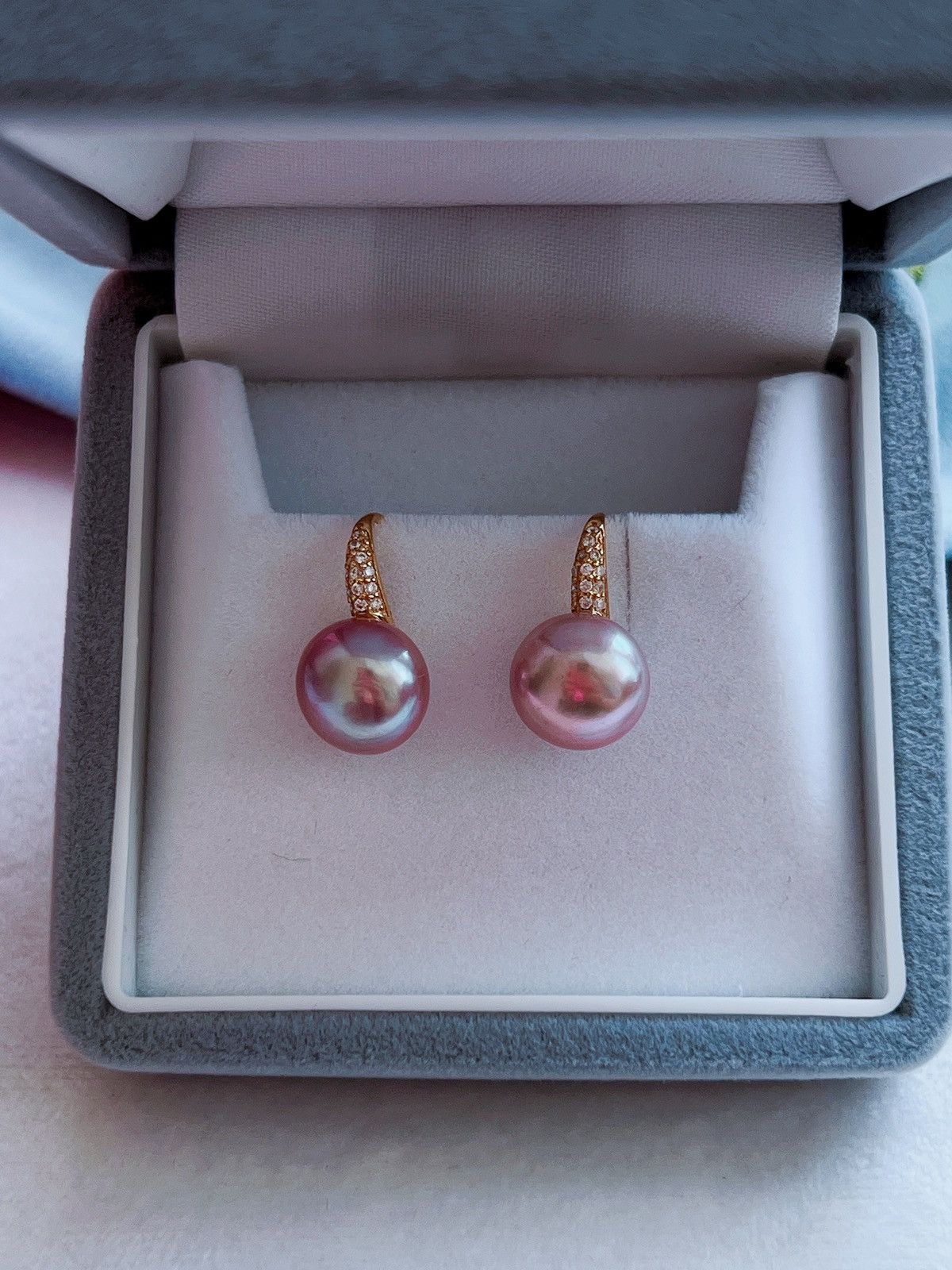 18K Gold Vermeil Natural Fresh water Purple Pearl Earrings