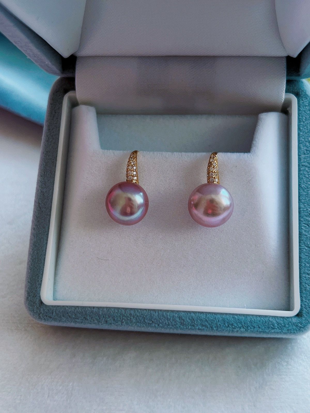 18K Gold Vermeil Natural Fresh water Purple Pearl Earrings