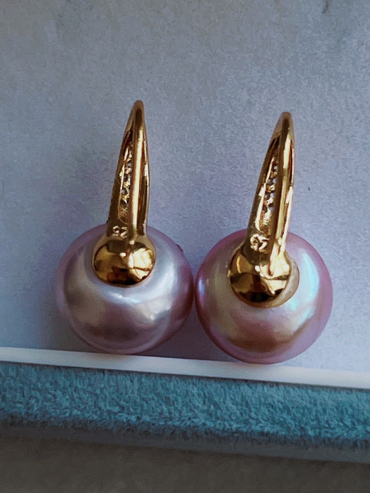 18K Gold Vermeil Natural Fresh water Purple Pearl Earrings