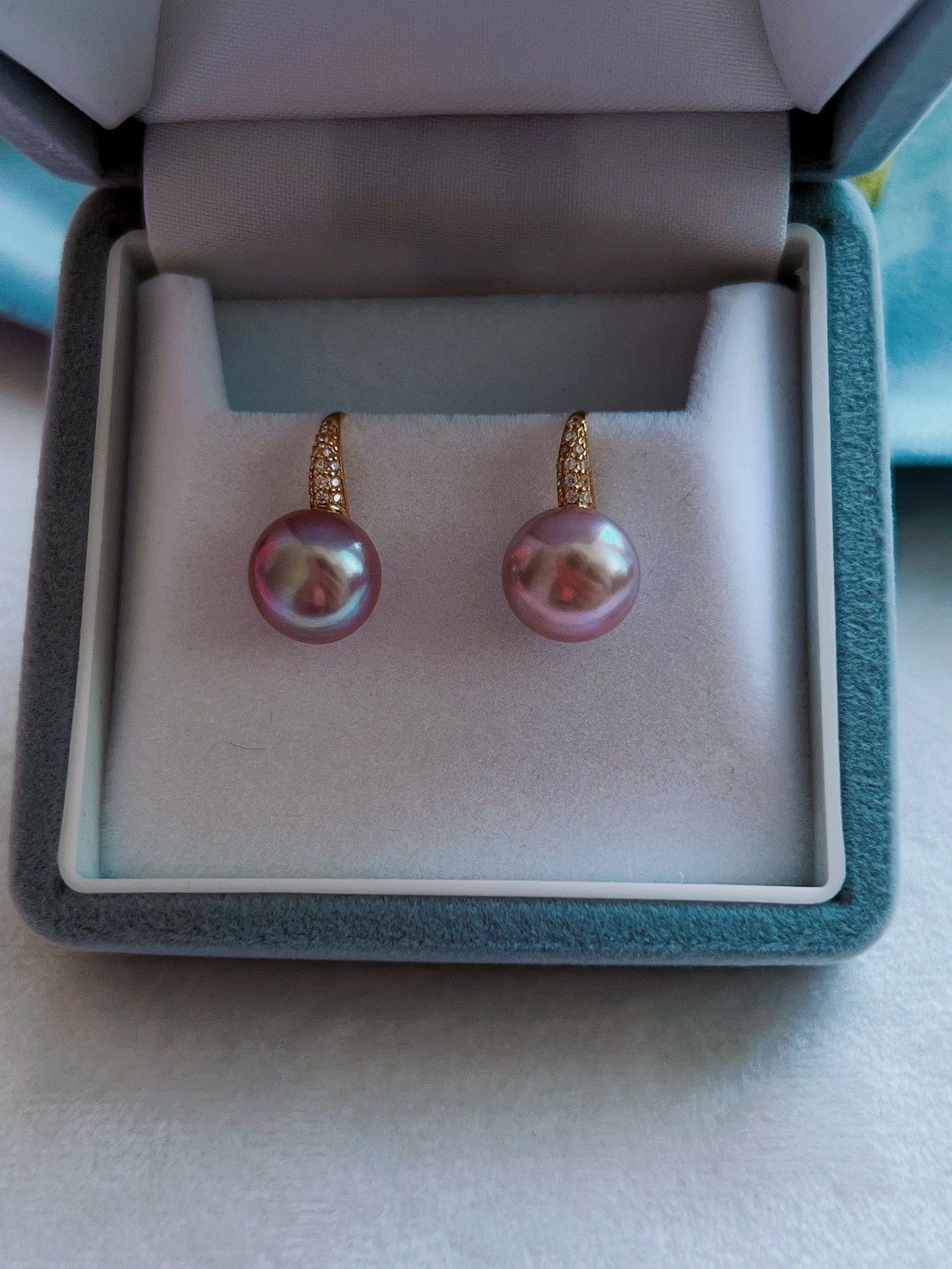 18K Gold Vermeil Natural Fresh water Purple Pearl Earrings