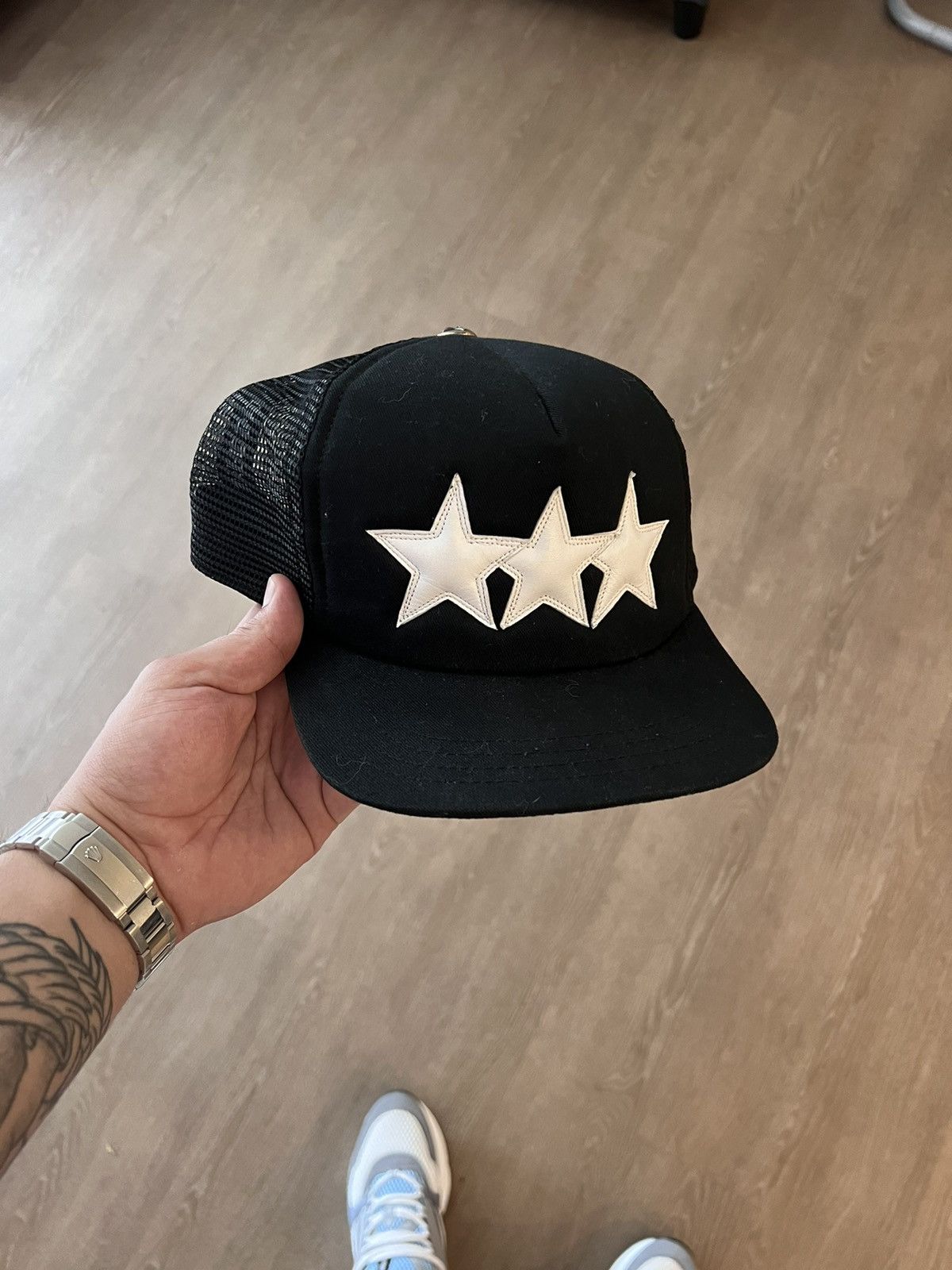 Chrome Hearts Chrome Hearts 3 Star Leather Trucker Hat | Grailed 