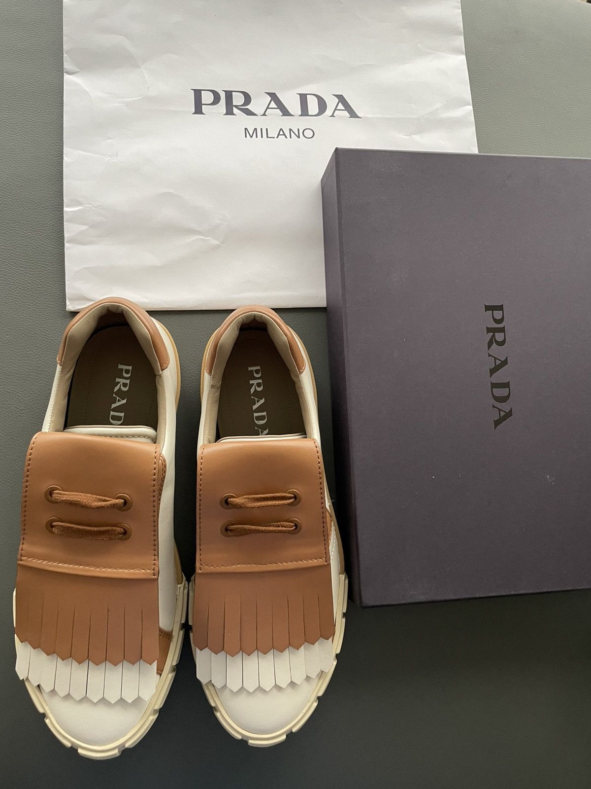 Prada Super Runway Limited Edition Prada Logo Leather Sneakers Size US 10 / EU 43 - 9 Thumbnail
