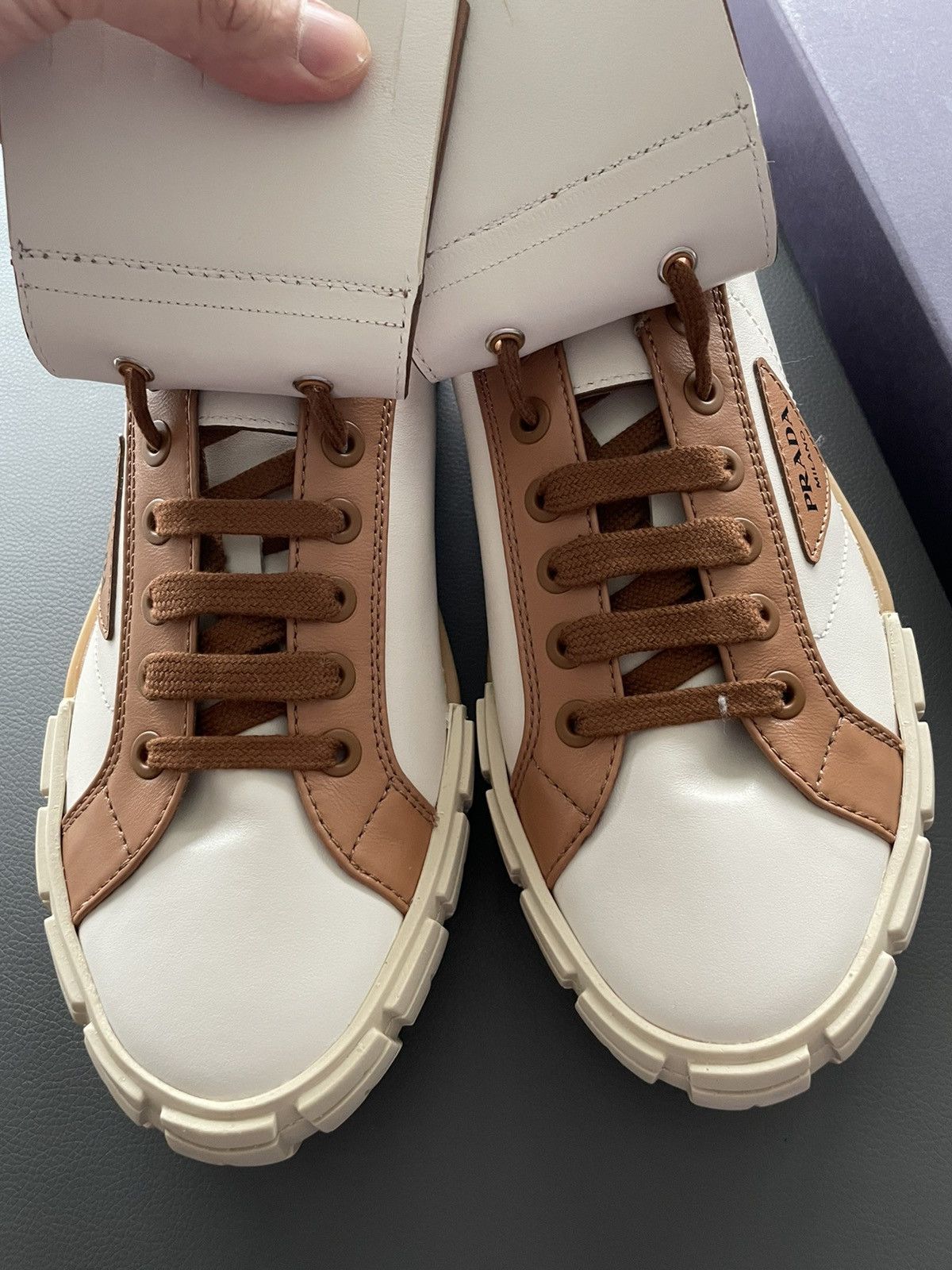 Prada Super Runway Limited Edition Prada Logo Leather Sneakers Size US 10 / EU 43 - 4 Thumbnail