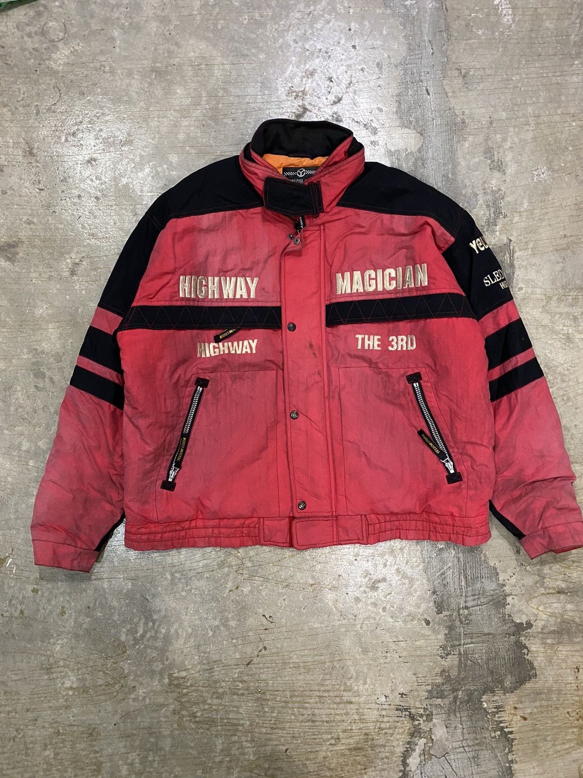 Vtg Racing Yellow corn padded jacket