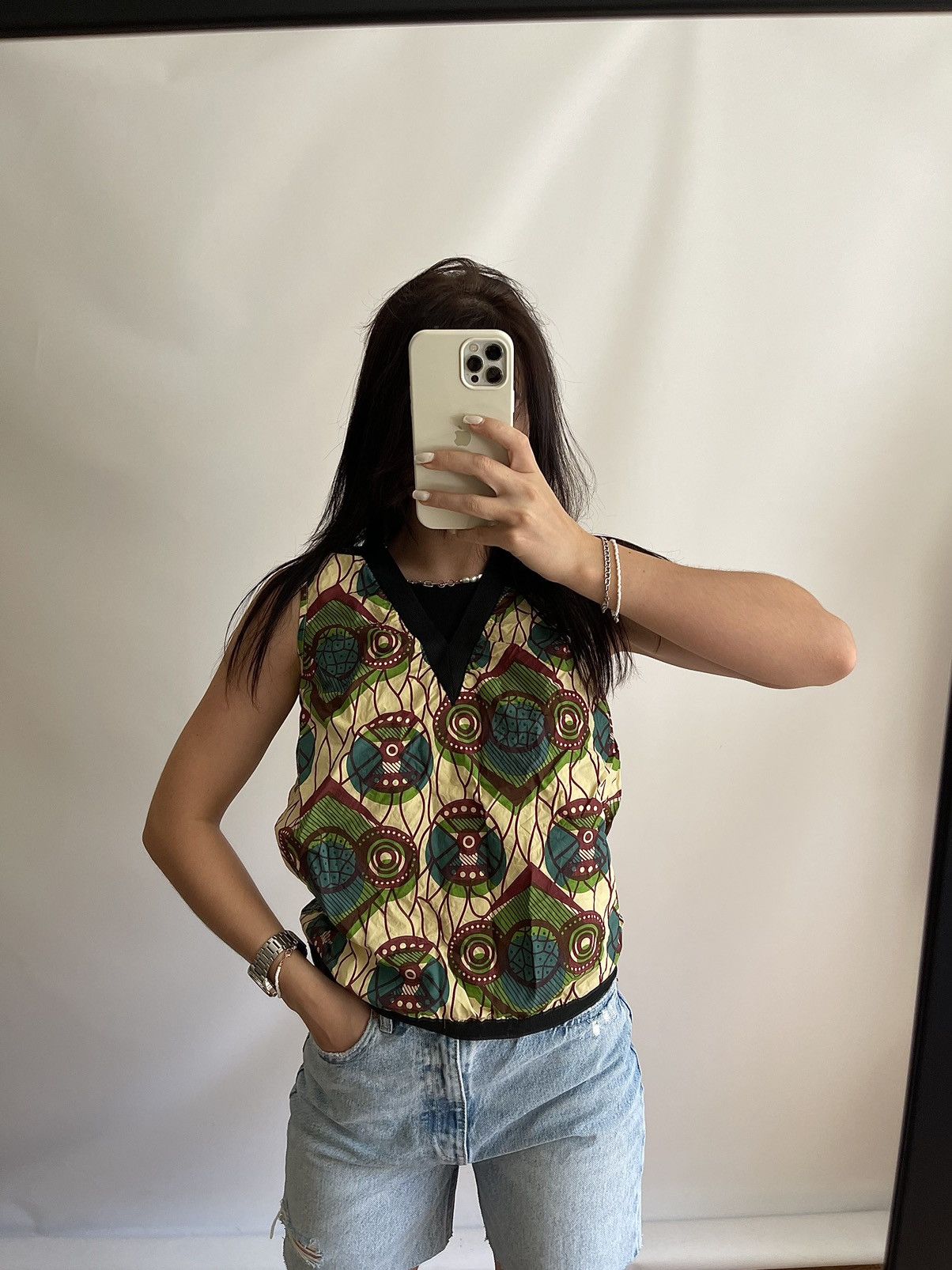 H&M Women’s Marni x H&M Multicolor Tank Top V Neck Shirt Size S / US 4 / IT 40 - 1 Thumbnail