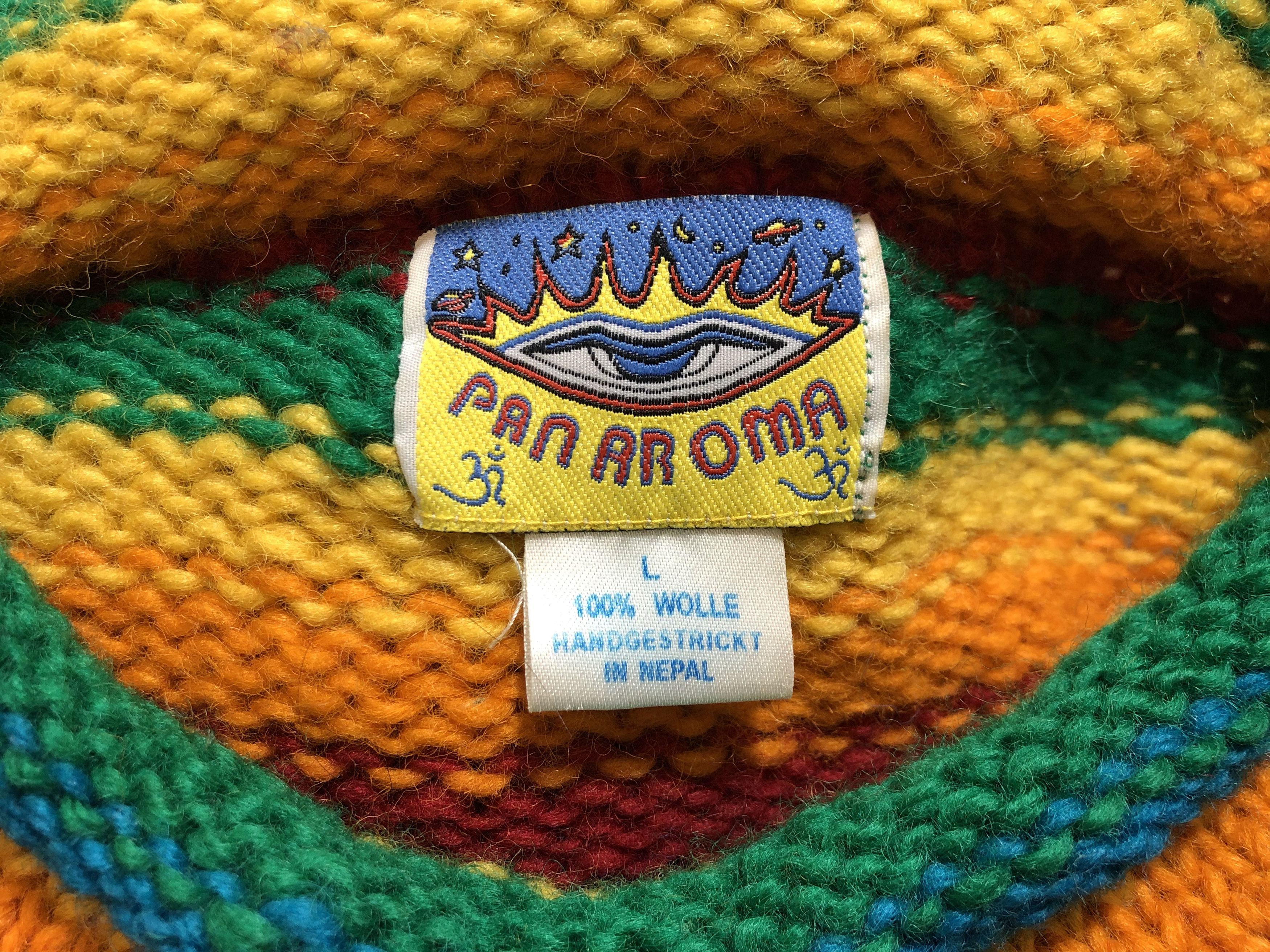 Handmade Vintage 90s Rainbow Handknit Turtleneck Nepal Sweater Size US L / EU 52-54 / 3 - 6 Thumbnail