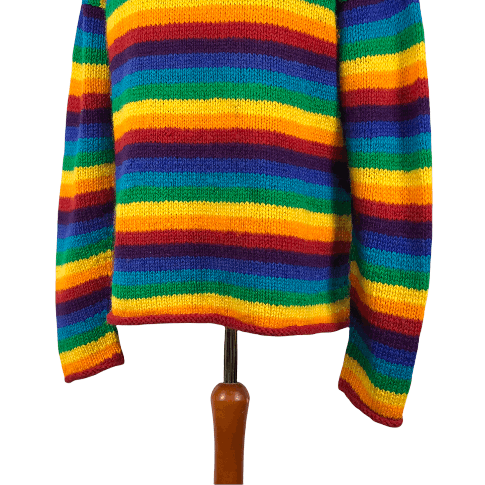 Handmade Vintage 90s Rainbow Handknit Turtleneck Nepal Sweater Size US L / EU 52-54 / 3 - 4 Thumbnail