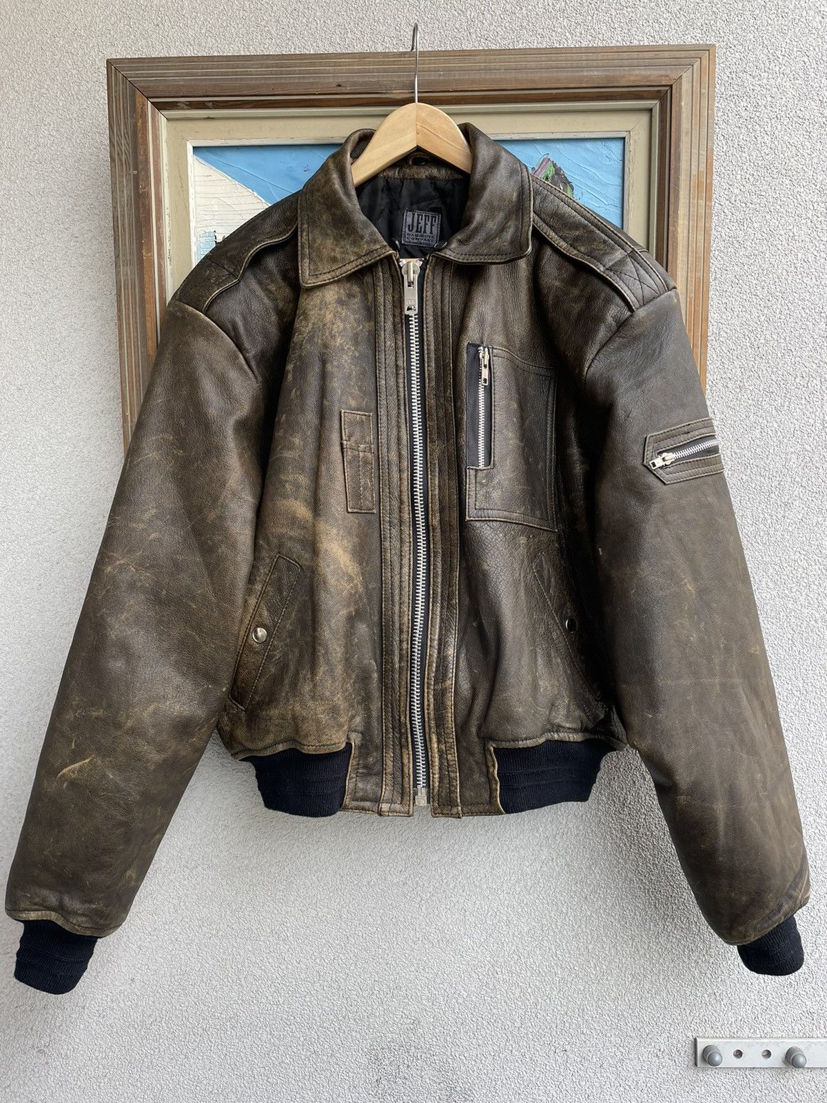 Bomber Jacket × Leather Jacket × Vintage Rare Vintage 90s leather ...