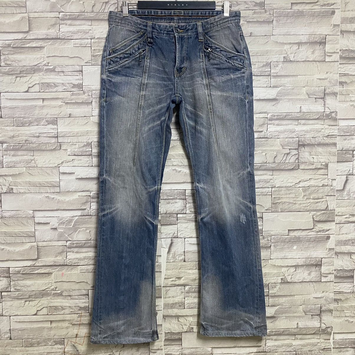 Japanese Brand Nicole Club For Men Denim Bleach Flares Jeans Size US 32 / EU 48 - 3 Thumbnail