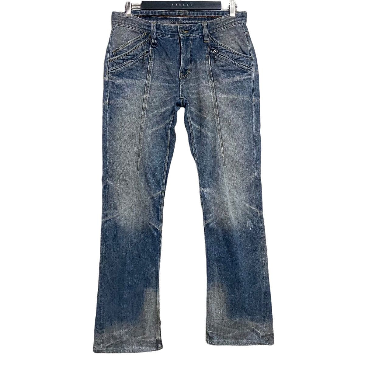 Japanese Brand Nicole Club For Men Denim Bleach Flares Jeans Size US 32 / EU 48 - 1 Thumbnail