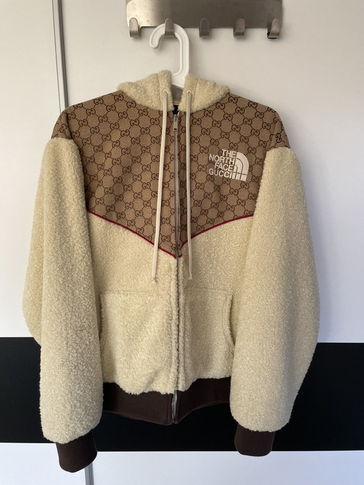 The North Face x Gucci GG Canvas Shearling Jacket 'Beige/Ebony