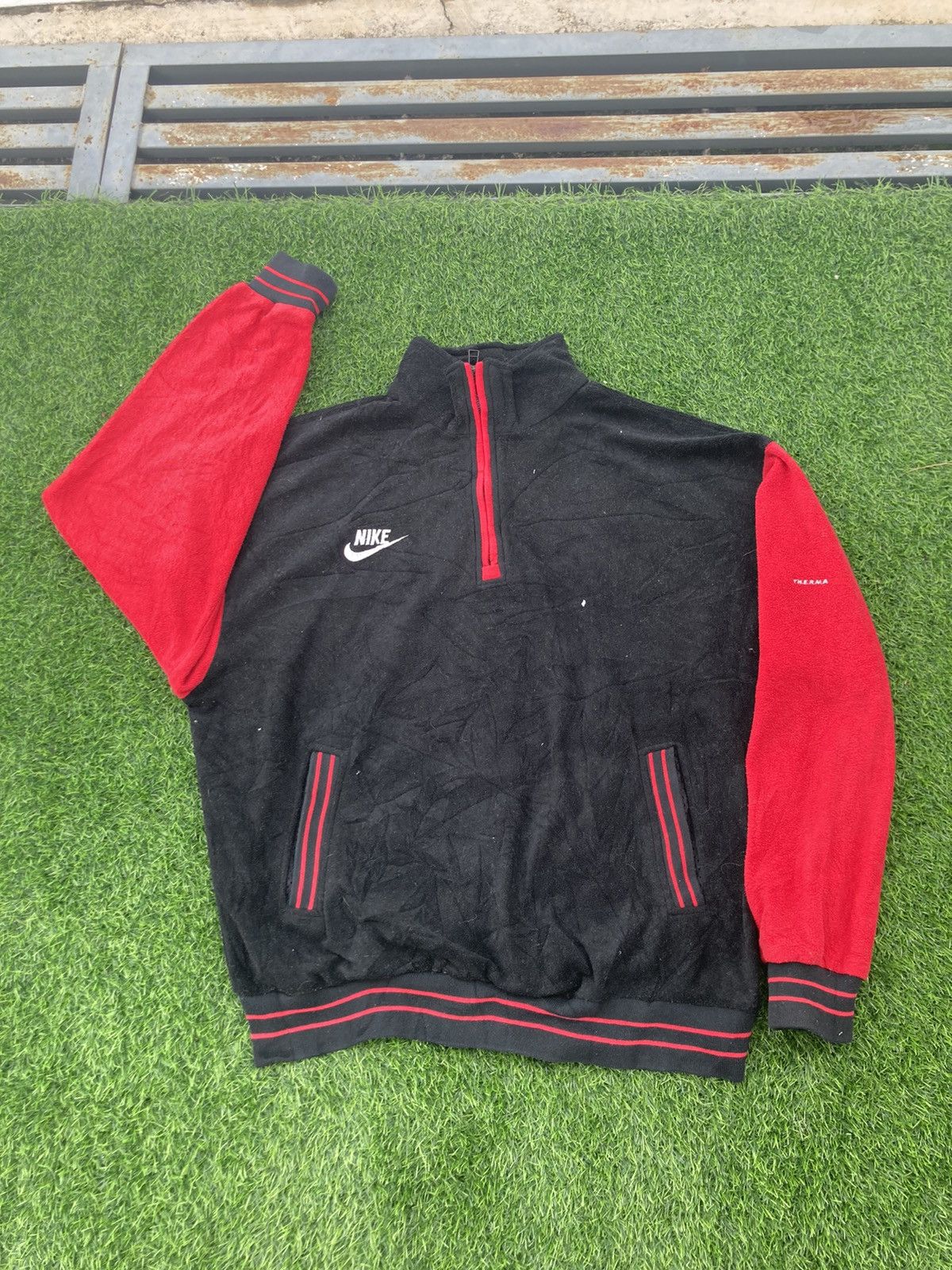Nike × Vintage VINTAGE NIKE BIG LOGO HALF ZIPPER FLEECE Size US XL / EU 56 / 4 - 2 Thumbnail