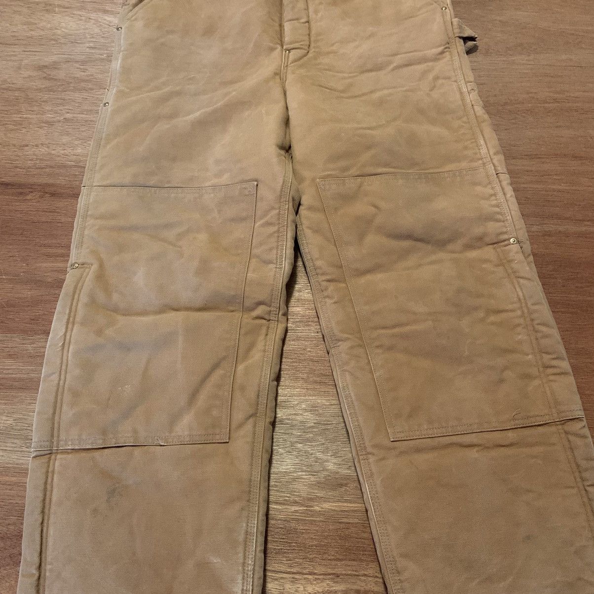 80s 90s Vintage Carhartt Overalls Button Fly Insulated Bibs