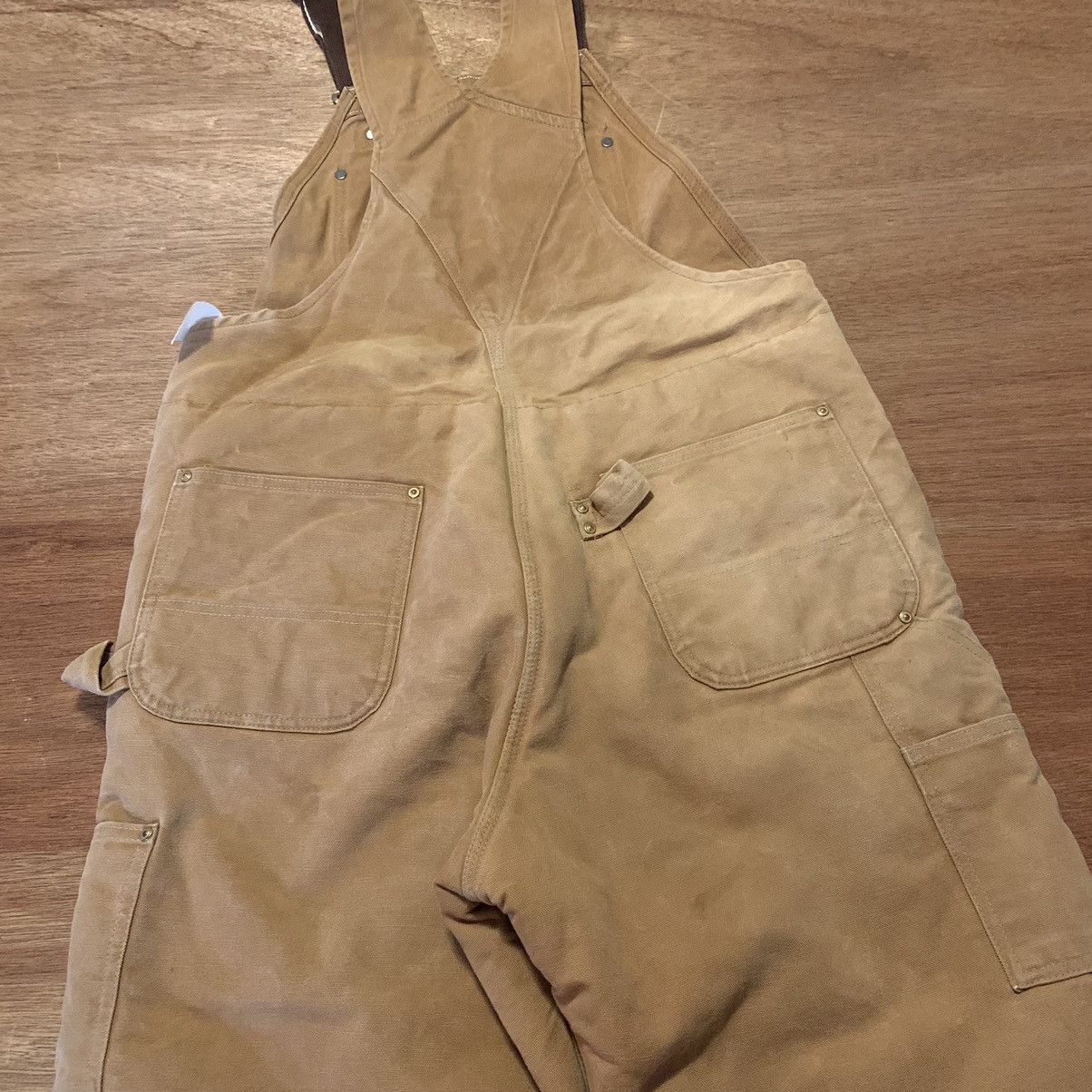 80s 90s Vintage Carhartt Overalls Button Fly Insulated Bibs