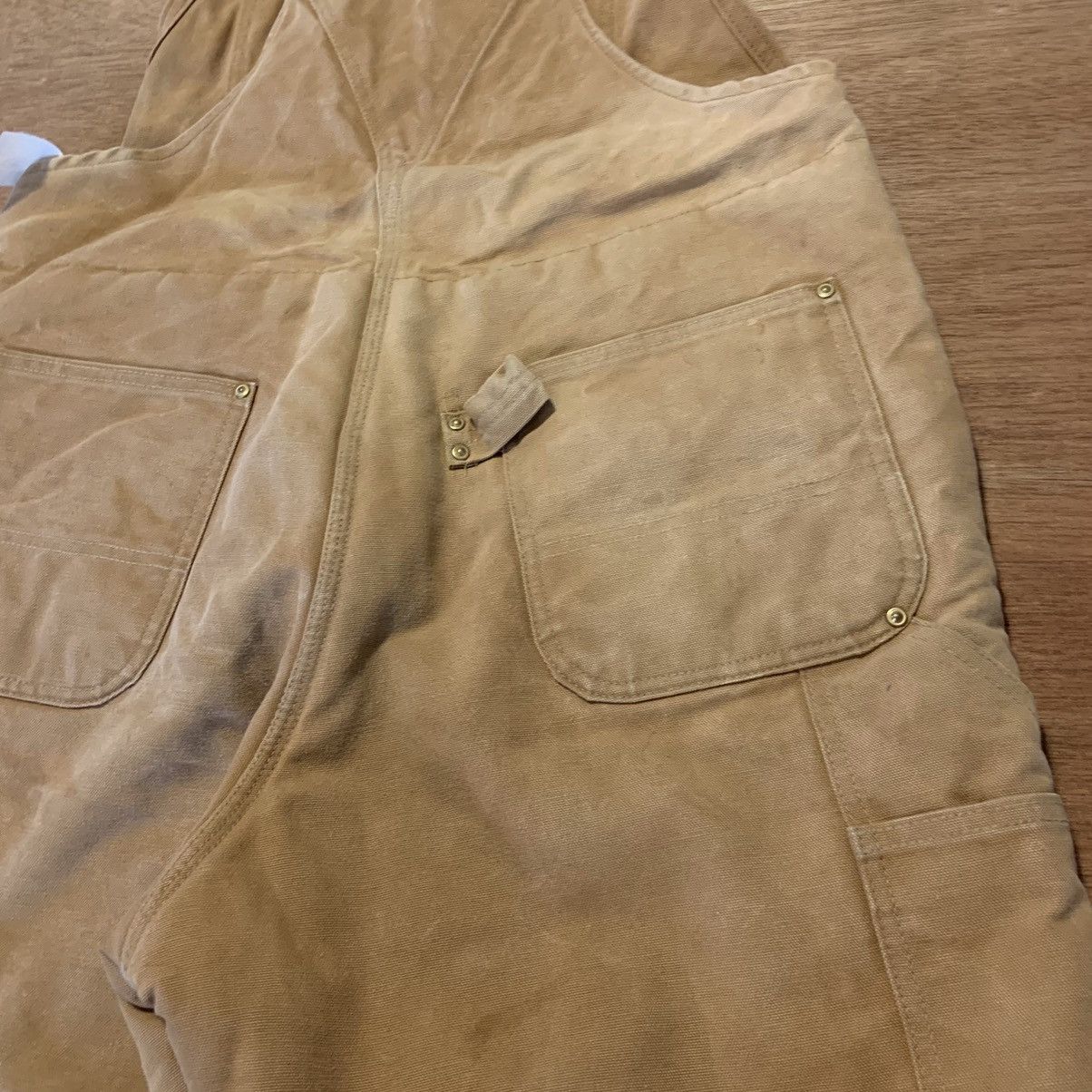 80s 90s Vintage Carhartt Overalls Button Fly Insulated Bibs