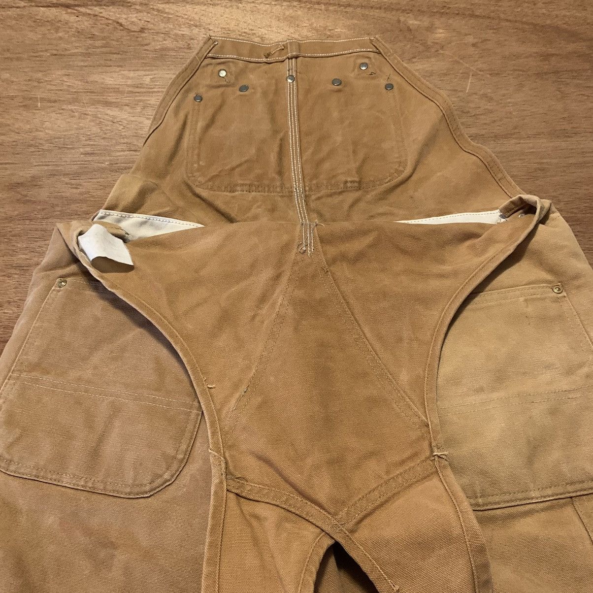 80s 90s Vintage Carhartt Overalls Button Fly Insulated Bibs