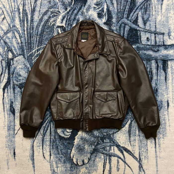 Vintage Vintage A2 Leather Jacket Full Zip Flight Bomber 42 Brown Grailed