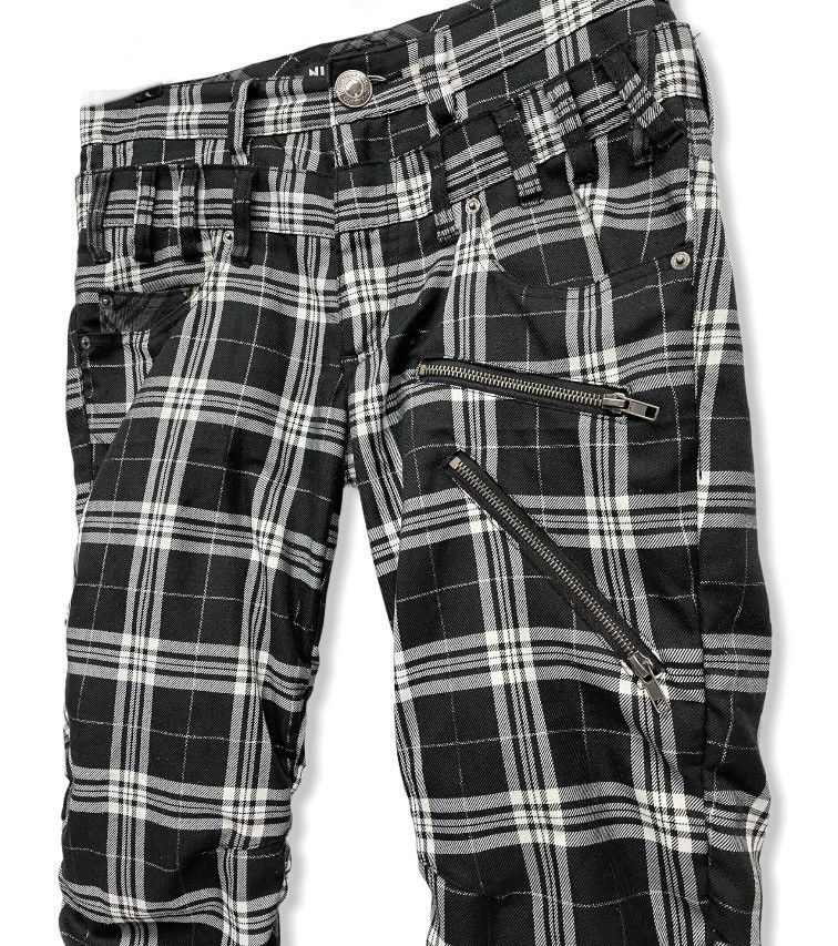 Japanese Brand BEST🔥NYLAUS Punk Tartan Bondage Zippers Double Waist Size US 29 - 1 Thumbnail