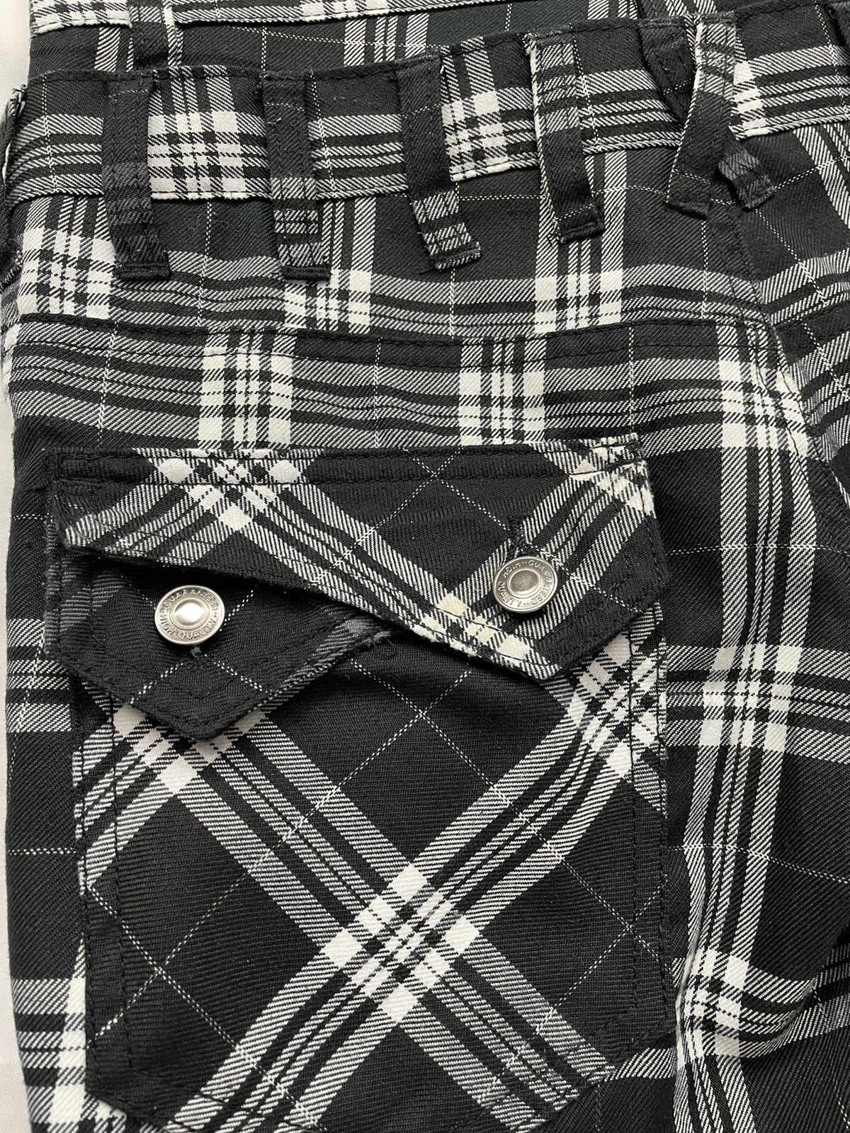 Japanese Brand BEST🔥NYLAUS Punk Tartan Bondage Zippers Double Waist Size US 29 - 6 Thumbnail
