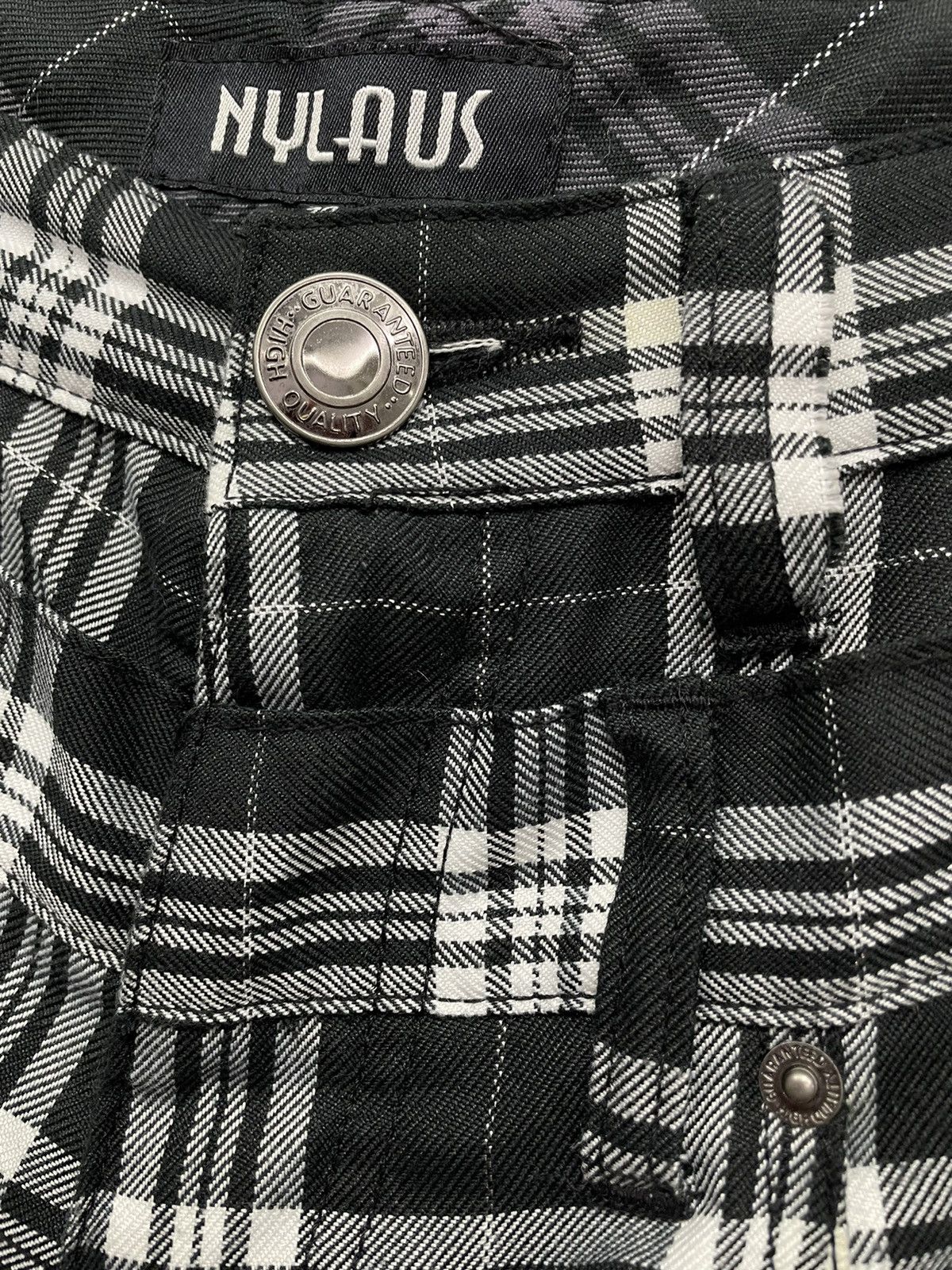 Japanese Brand BEST🔥NYLAUS Punk Tartan Bondage Zippers Double Waist Size US 29 - 3 Thumbnail