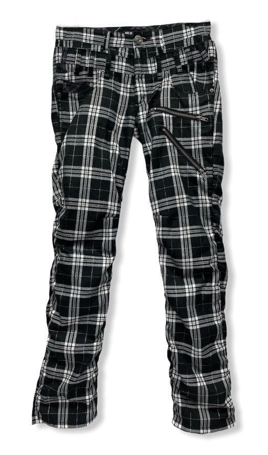 Japanese Brand BEST🔥NYLAUS Punk Tartan Bondage Zippers Double Waist Size US 29 - 2 Thumbnail
