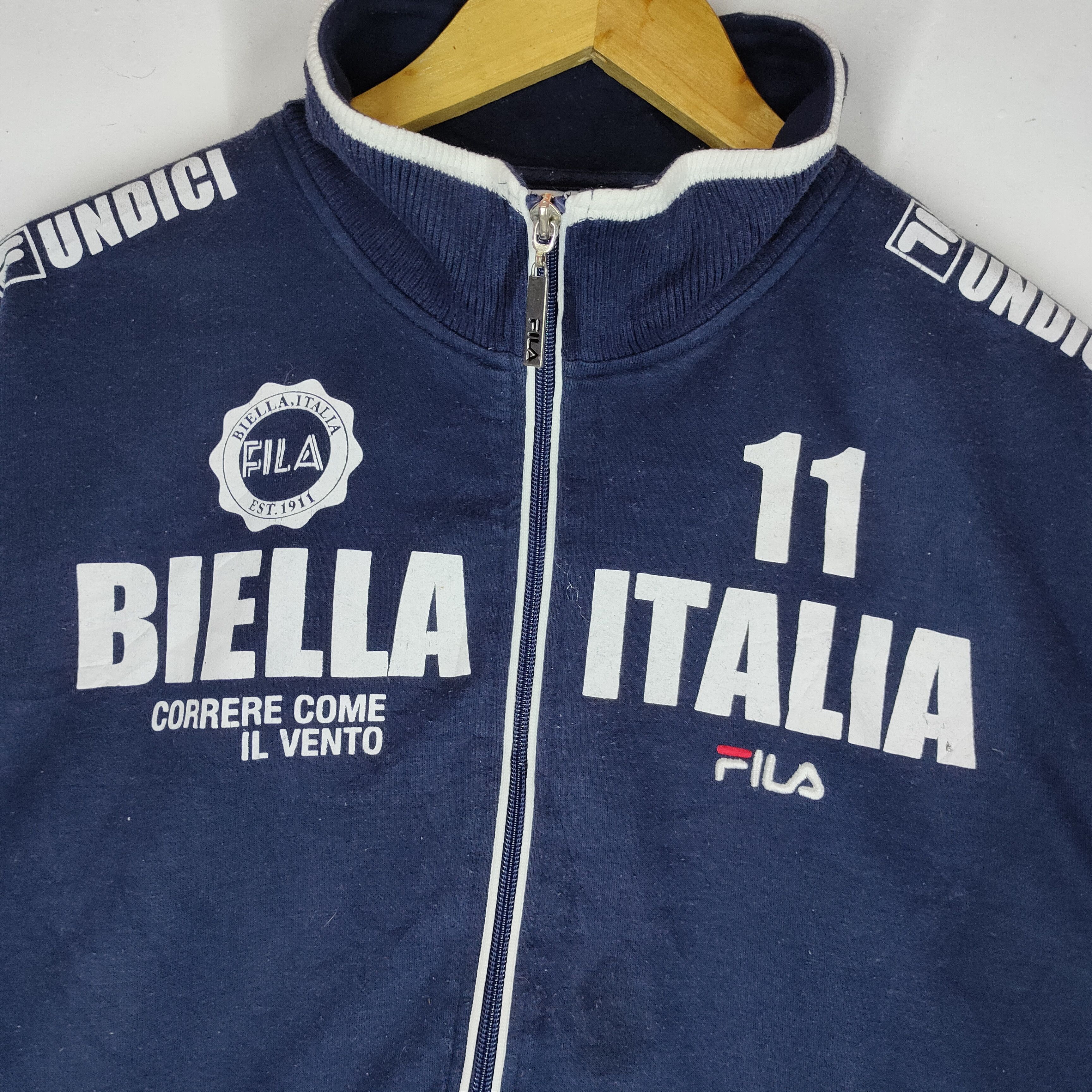 Fila FILA BIELLA ITALIA Spell Out Rare Full Zipper Sweater Size US L / EU 52-54 / 3 - 2 Thumbnail