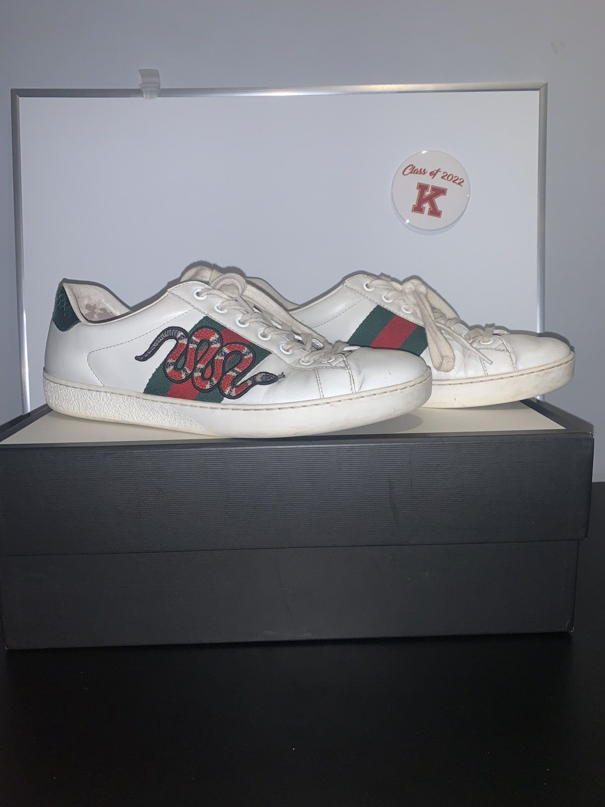 Gucci Ace Embroidered Snake Sneakers UK 7 US 7.5 670 Retail Footwear